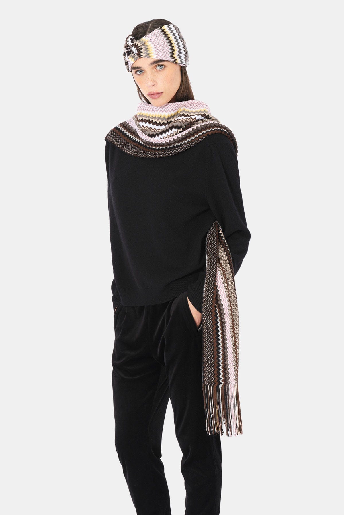 MISSONI SCIARPA-MAGLIA JERSEY MULTICOLOR / UNICA Sciarpa con frange Missoni SC35WMDA232