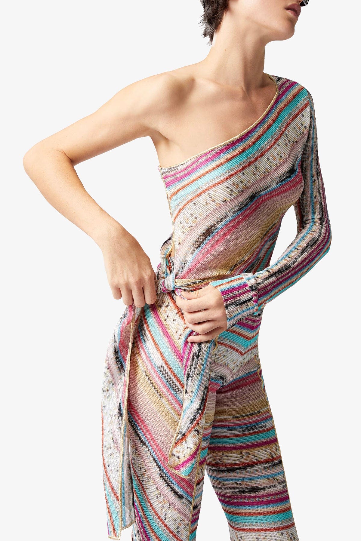 MISSONI TOP-CANOTTIERA IN TES.  Top asimmetrico con fusciacca Missoni MS25SK01