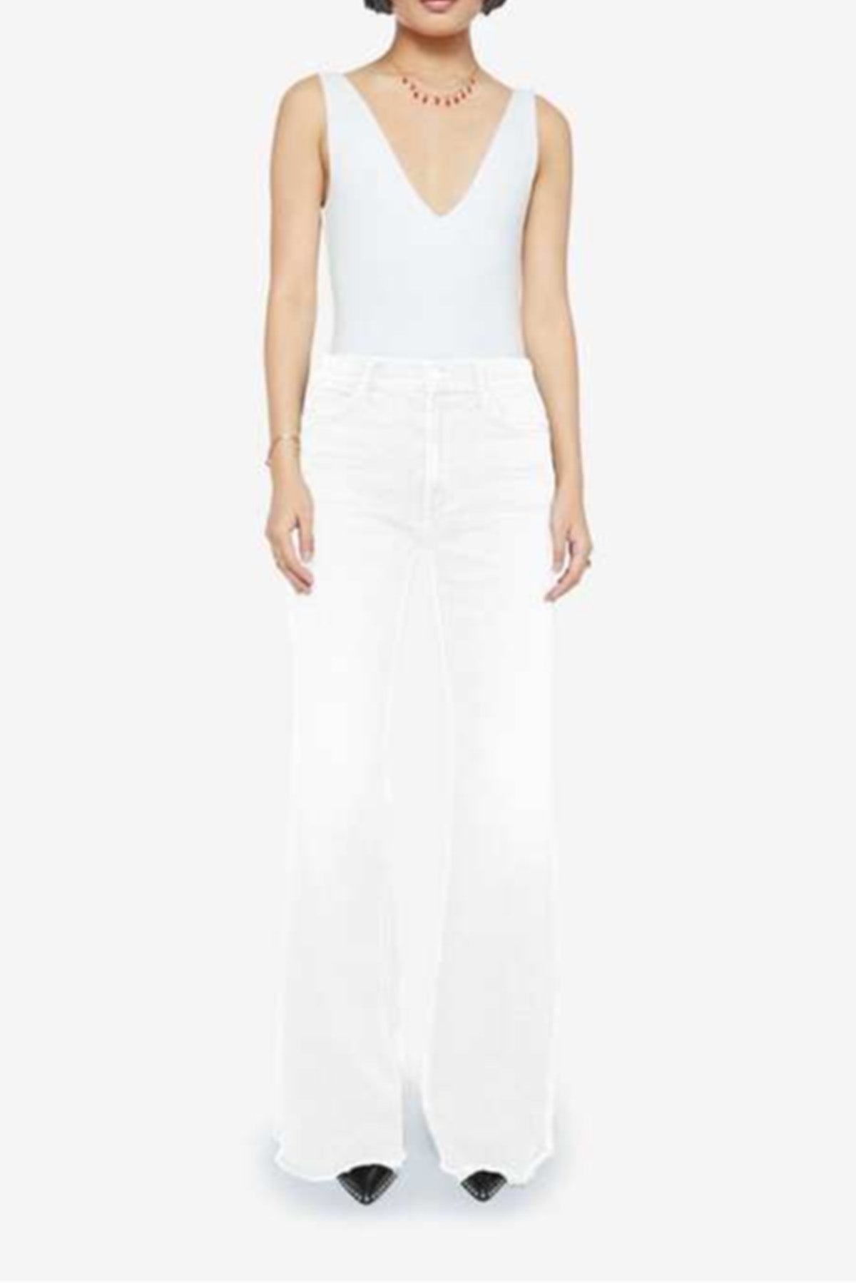MOTHER PANTALONE IN DENIM  BIANCO / 23 Jeans bianco donna Mother 1445-413/D The lil doozy fray