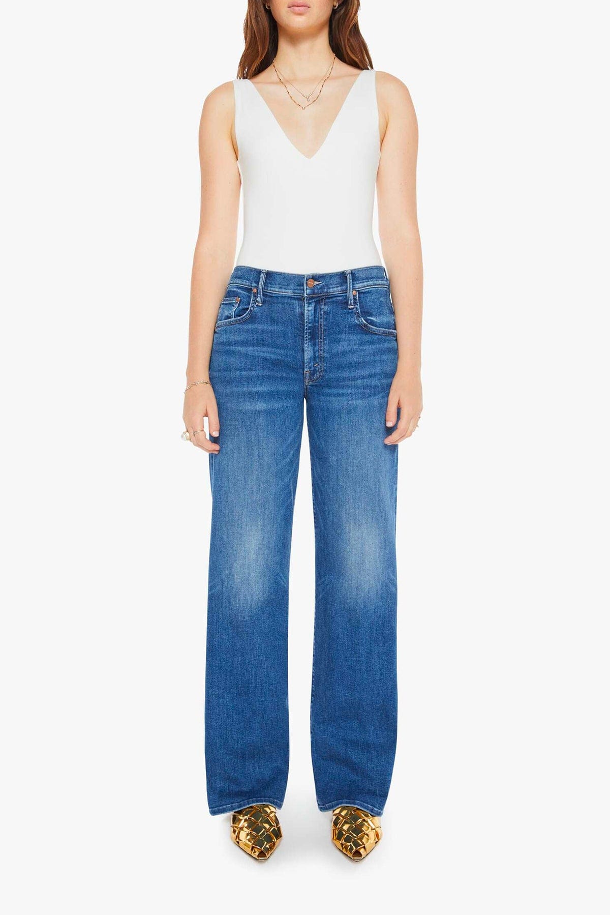 MOTHER PANTALONE IN DENIM  COLORE HCM / 23 Mother jeans donna the mid rise maven sneak