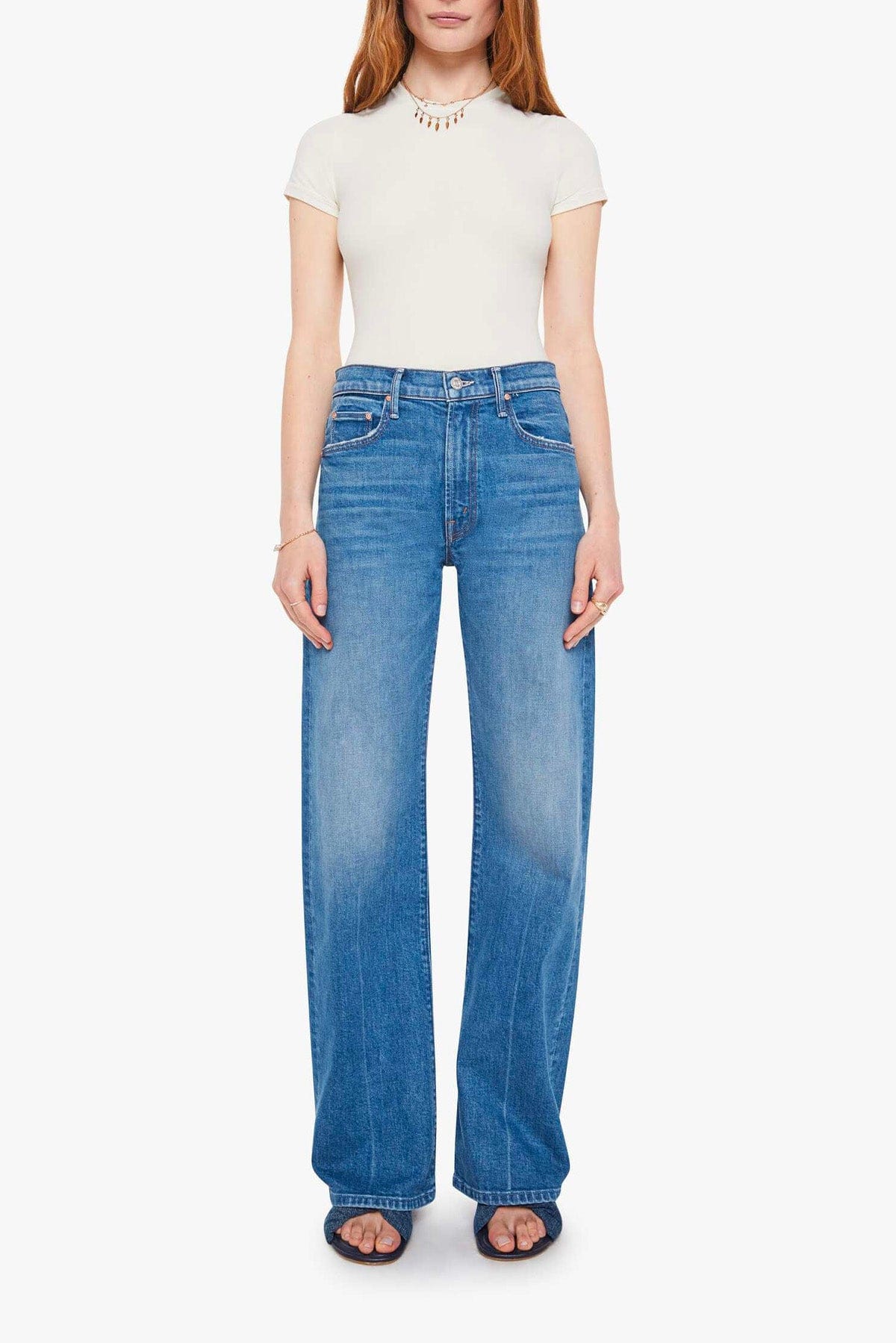 MOTHER PANTALONE IN DENIM  DENIM MEDIO / 23 Jeand in denim donna Mother 12088-259 The mid rise lasso sneak (superior)