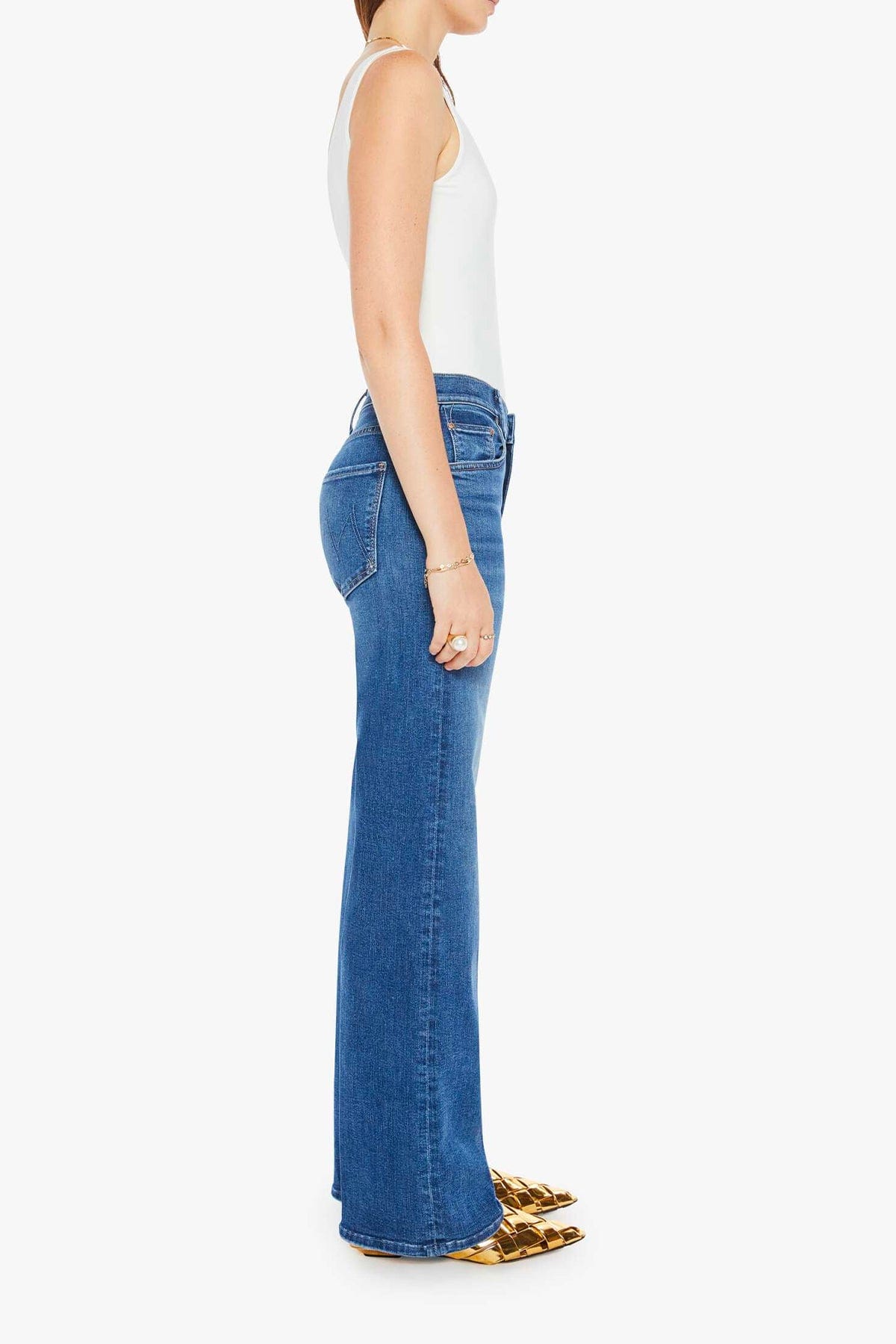 MOTHER PANTALONE IN DENIM  Mother jeans donna the mid rise maven sneak