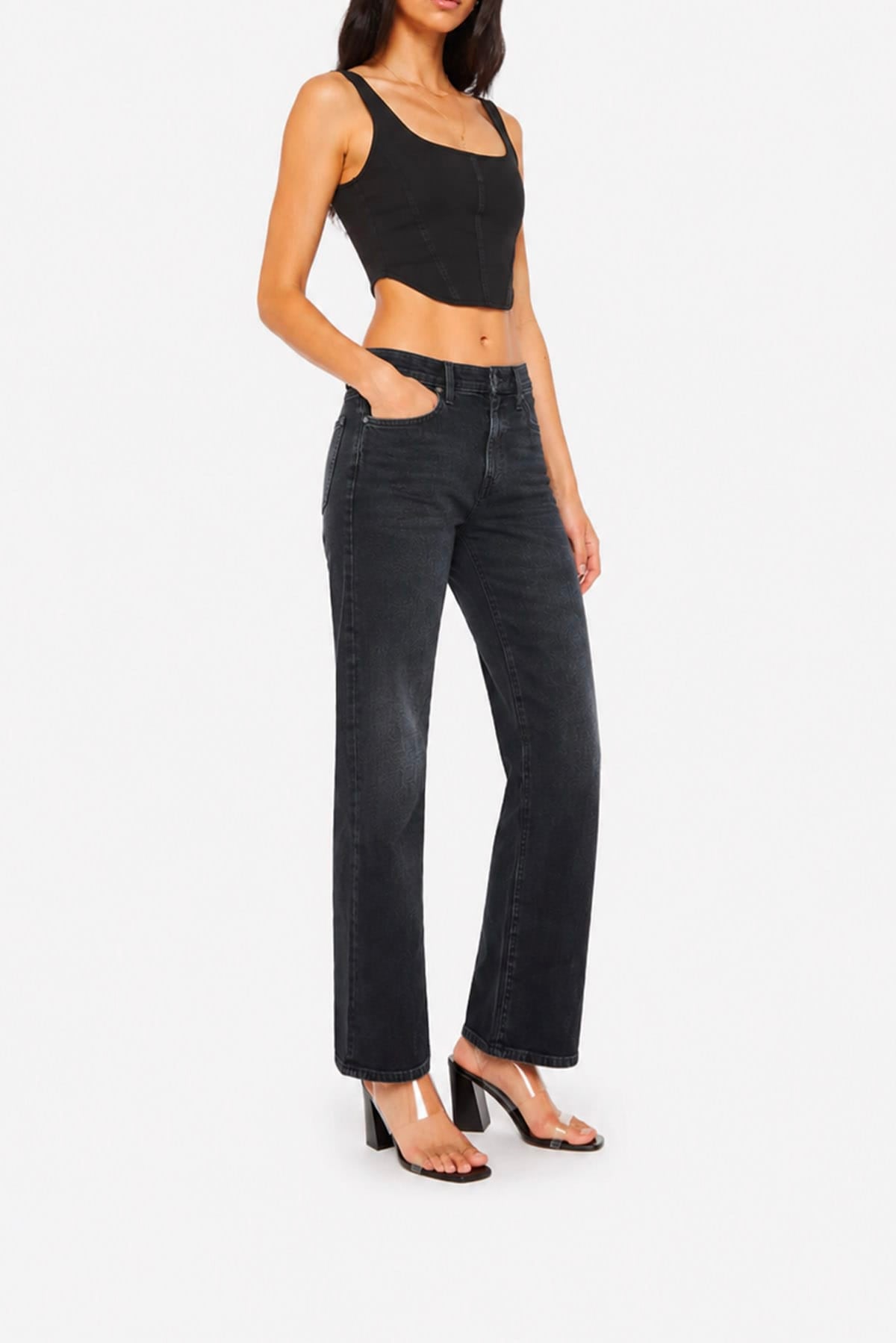 MOTHER PANTALONE IN DENIM  The mid rise rambler zip Sneak jeans donna Mother