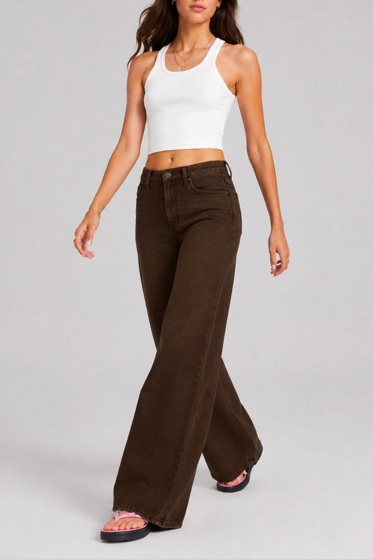 MOTHER PANTALONE IN DENIM  CHOCOLATE BROWN / 23 The undercover sneak jeans donna Mother