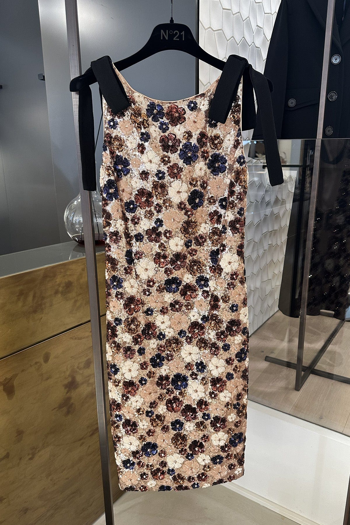 N21 ABITO  PAILETTES BRONZO / 36 Abito in Paielettes fiorato N21 Sfilata H012