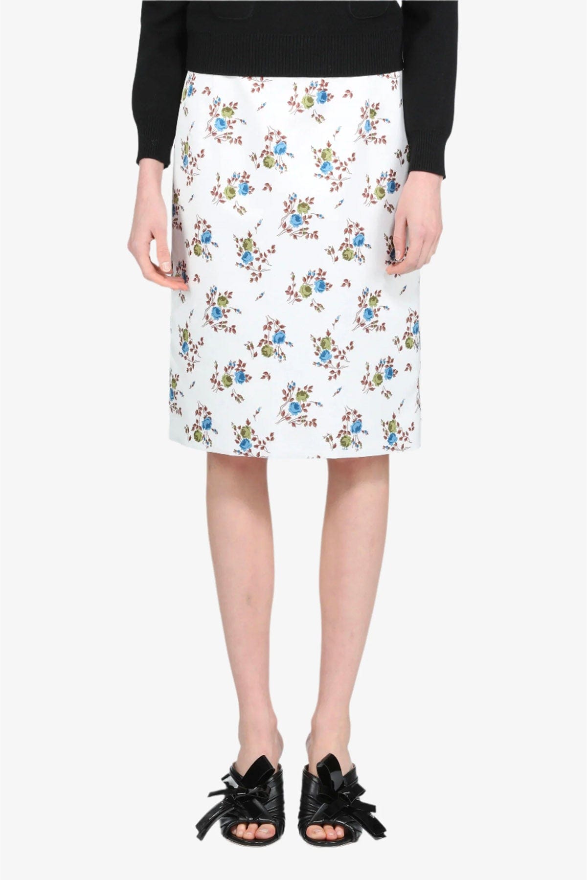 N21 GONNA  FONDO BIANCO FIORE BLU / 36 Gonna Fiorata N°21 Fiore Blu C024