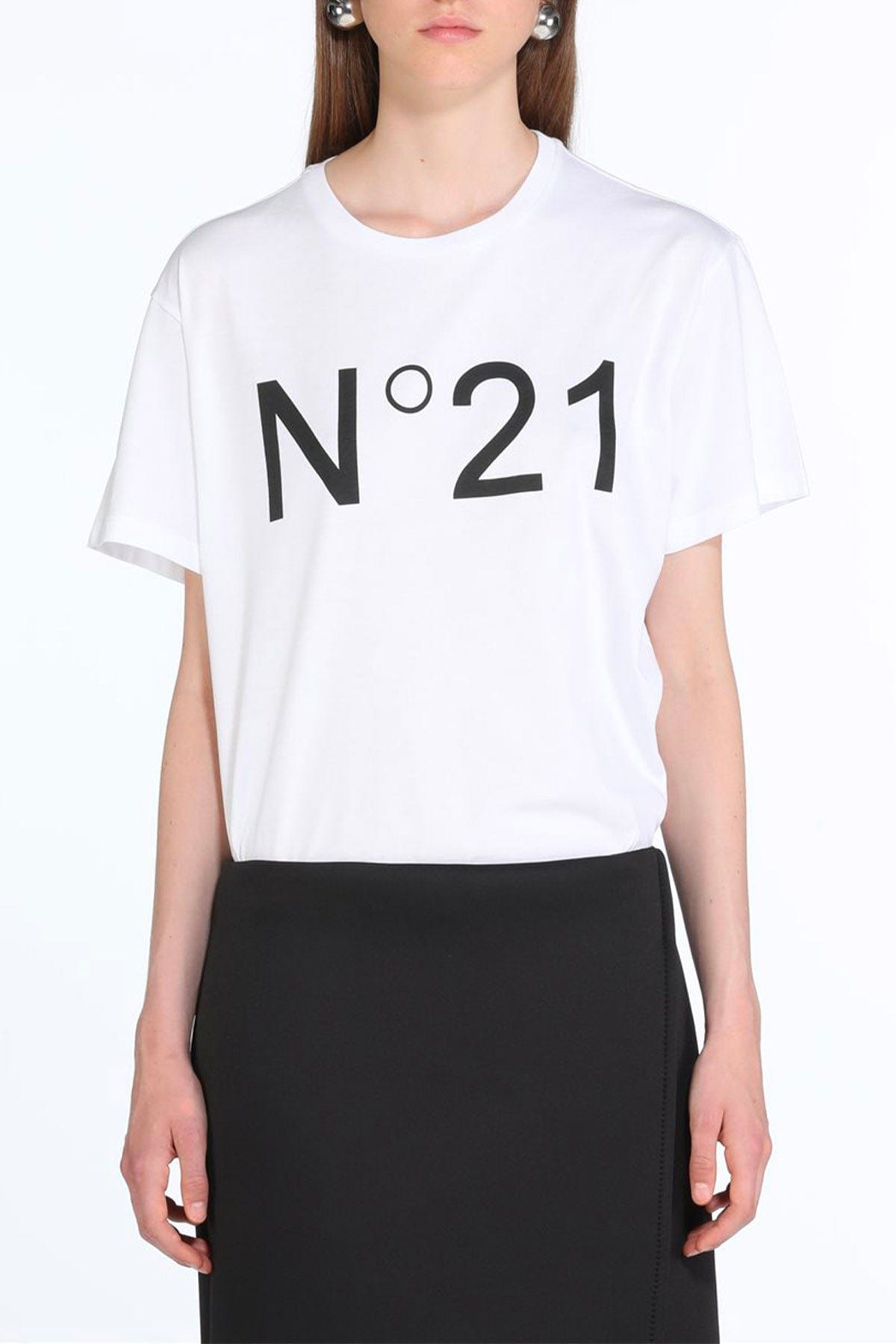 N21 T&#39;SHIRT  BIANCO OTTICO / XXS T-shirt con logo donna N21 F051 6328