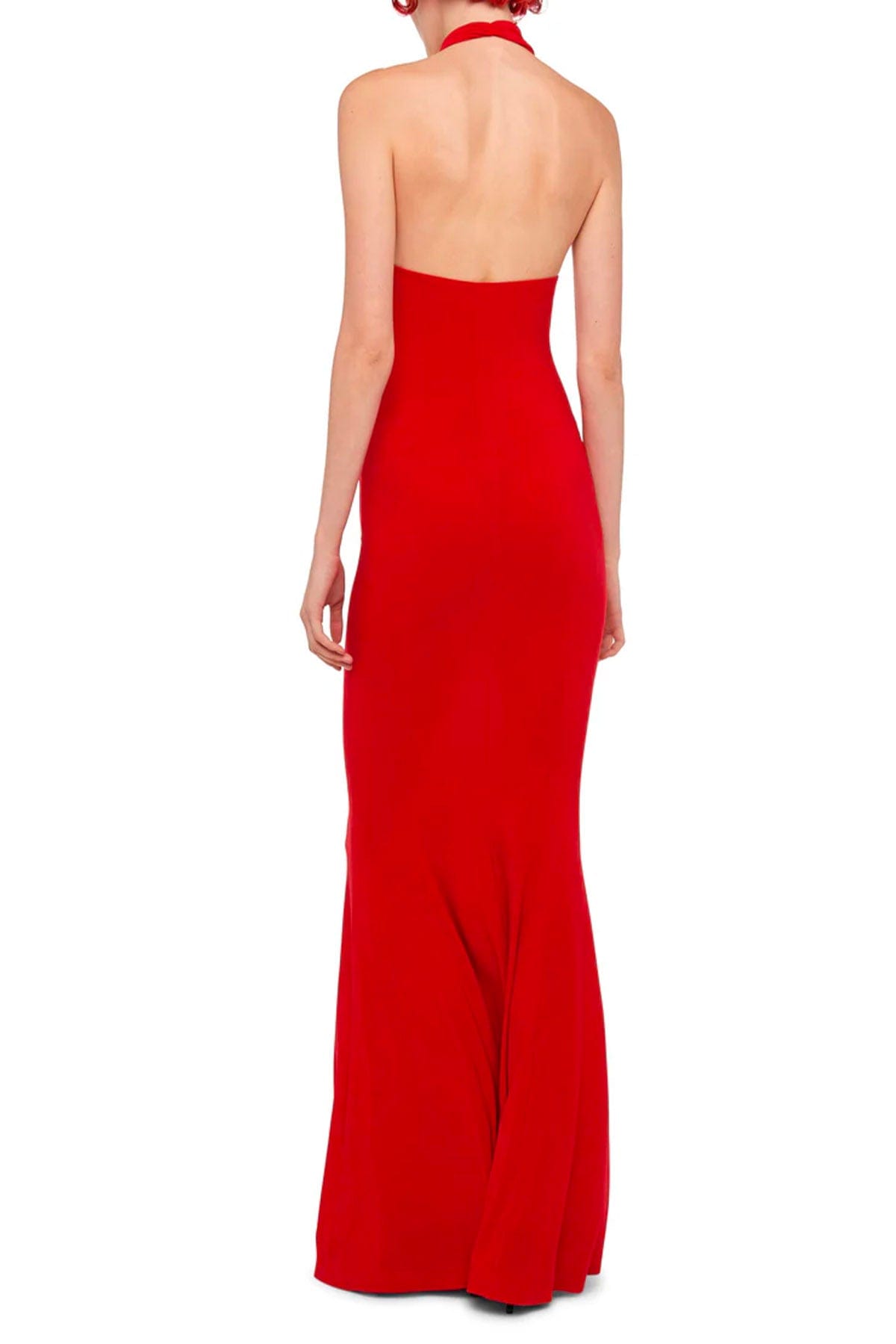 NORMA KAMALI ABITO  Cross Halter Fisthail gown Norma Kamali Red