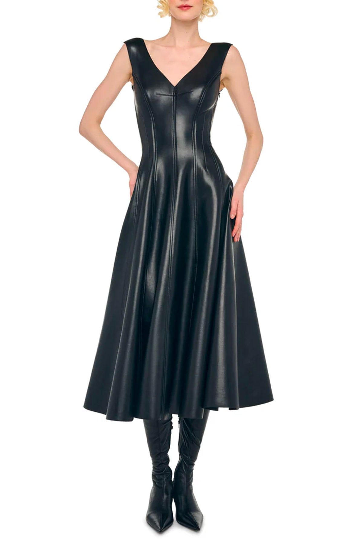 NORMA KAMALI ABITO  Grace dress to midcalf nero donna Norma Kamali