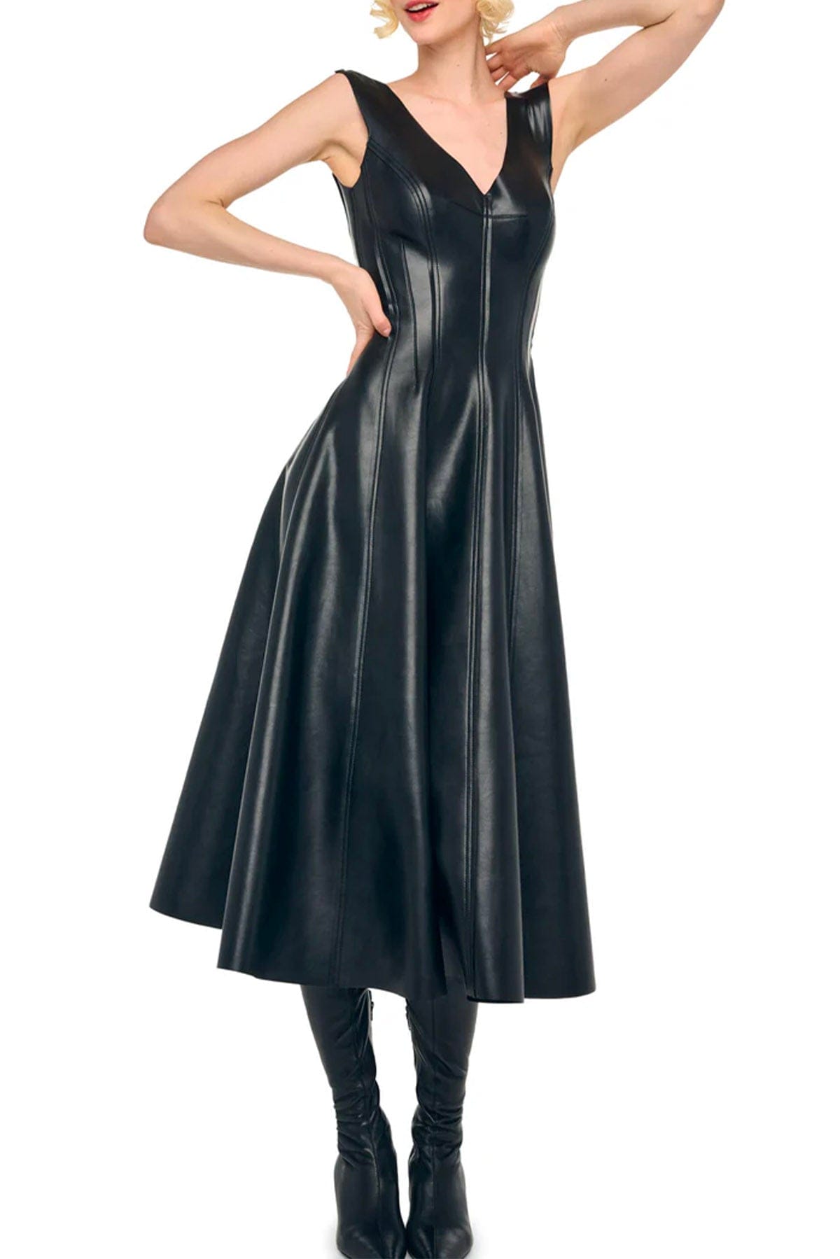 NORMA KAMALI ABITO  Grace dress to midcalf nero donna Norma Kamali