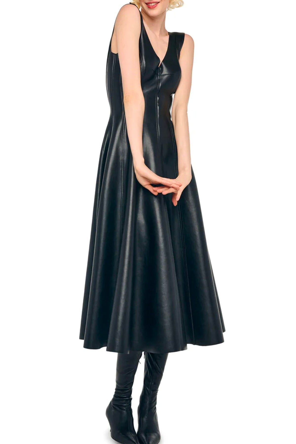 NORMA KAMALI ABITO  Grace dress to midcalf nero donna Norma Kamali