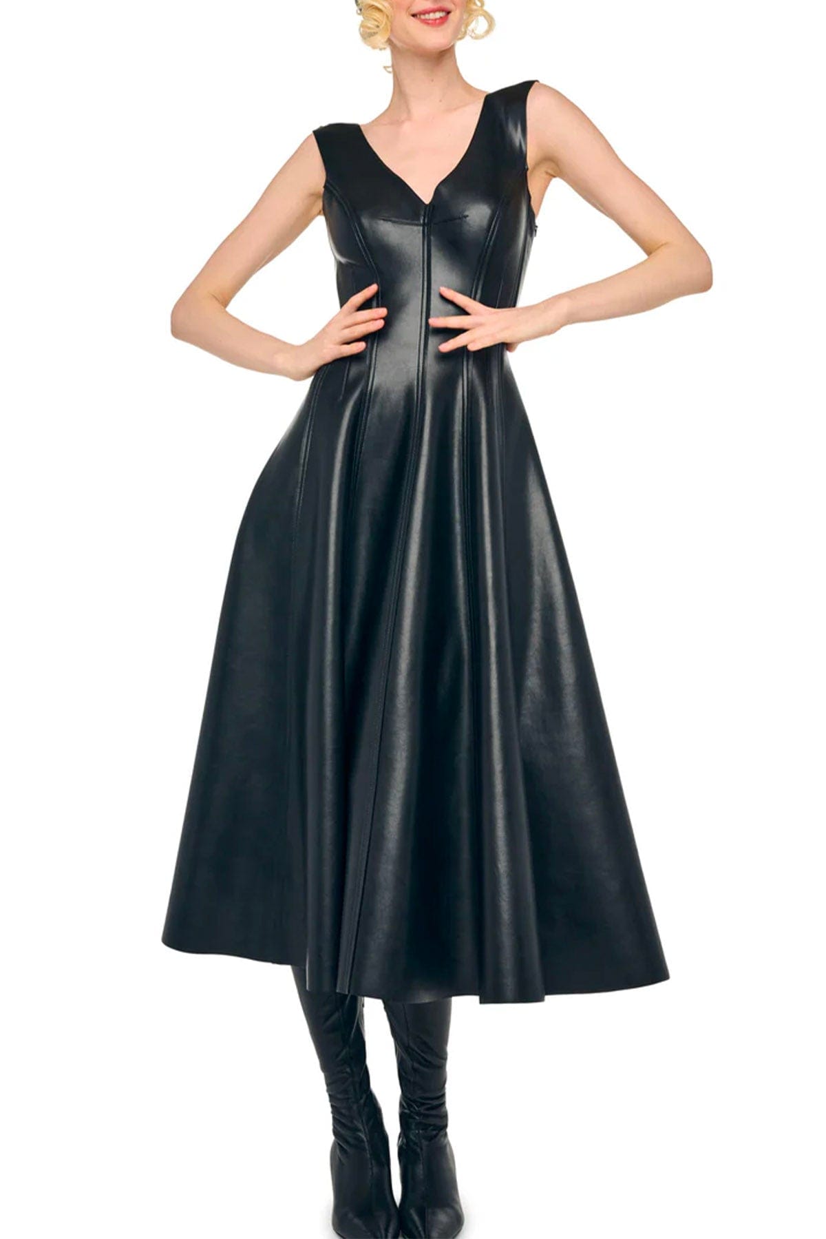 NORMA KAMALI ABITO  Grace dress to midcalf nero donna Norma Kamali