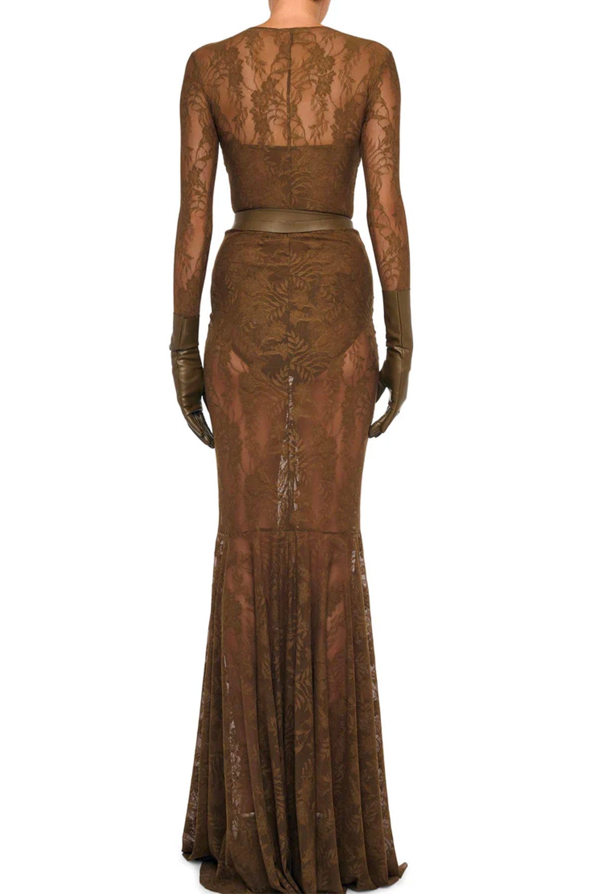 NORMA KAMALI ABITO  Long sleeve v neck shirred front fishtail gown Norma Kamali