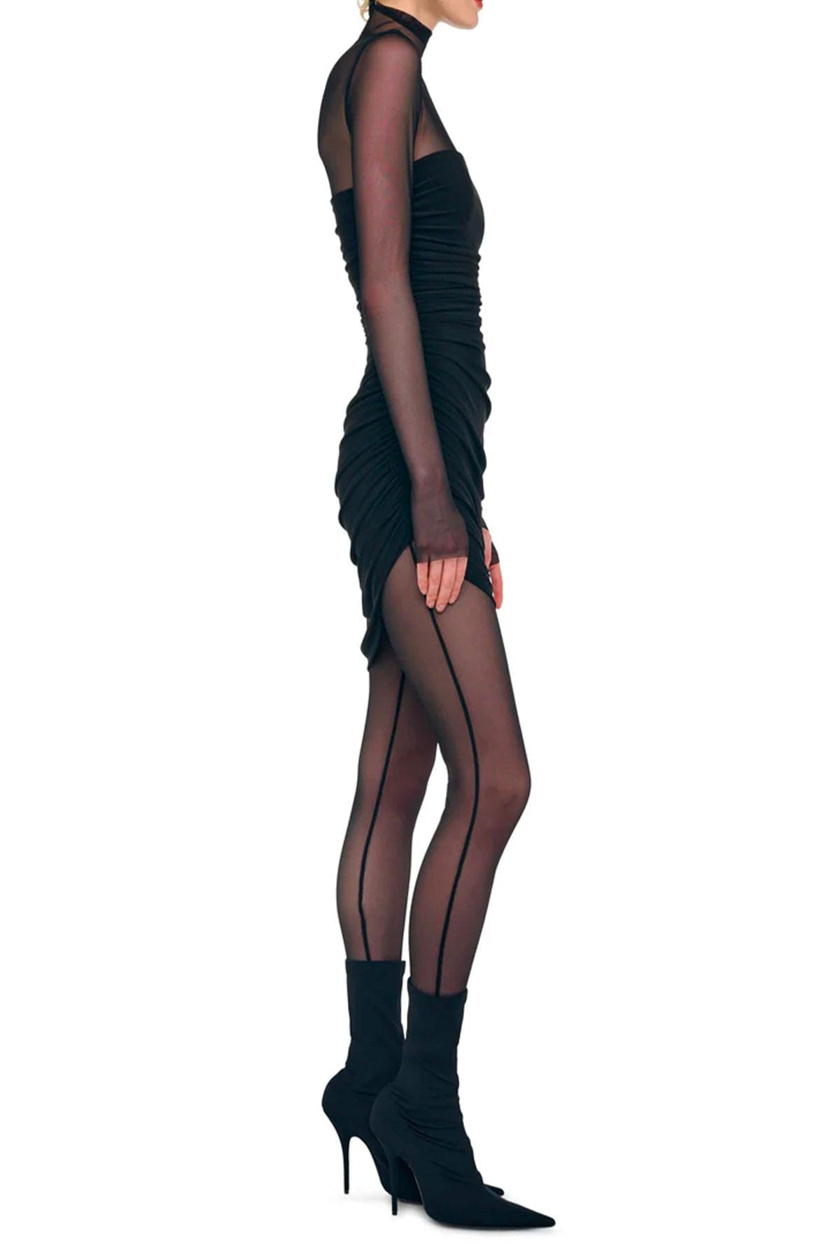 NORMA KAMALI ABITO  LS turtleneck strapless diana mini dress W/catsuit Norma Kamali