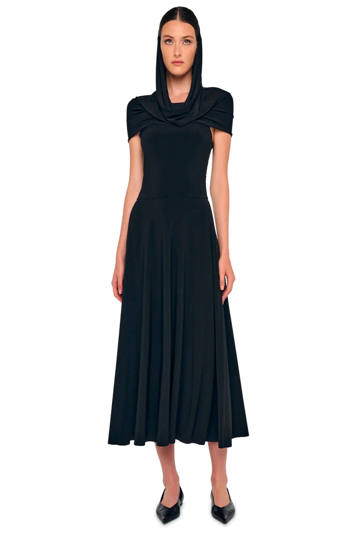NORMA KAMALI ABITO  NERO / XXS Vestito nero donna con cappuccio Norma Kamali KK1263PLT51001