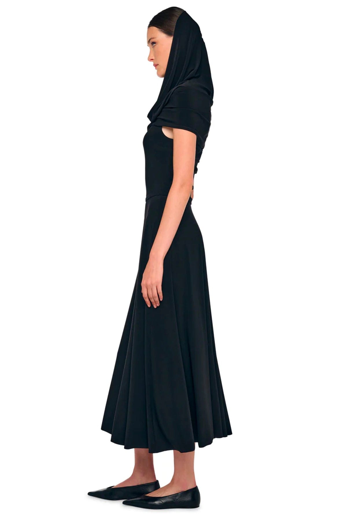NORMA KAMALI ABITO  Vestito nero donna con cappuccio Norma Kamali KK1263PLT51001