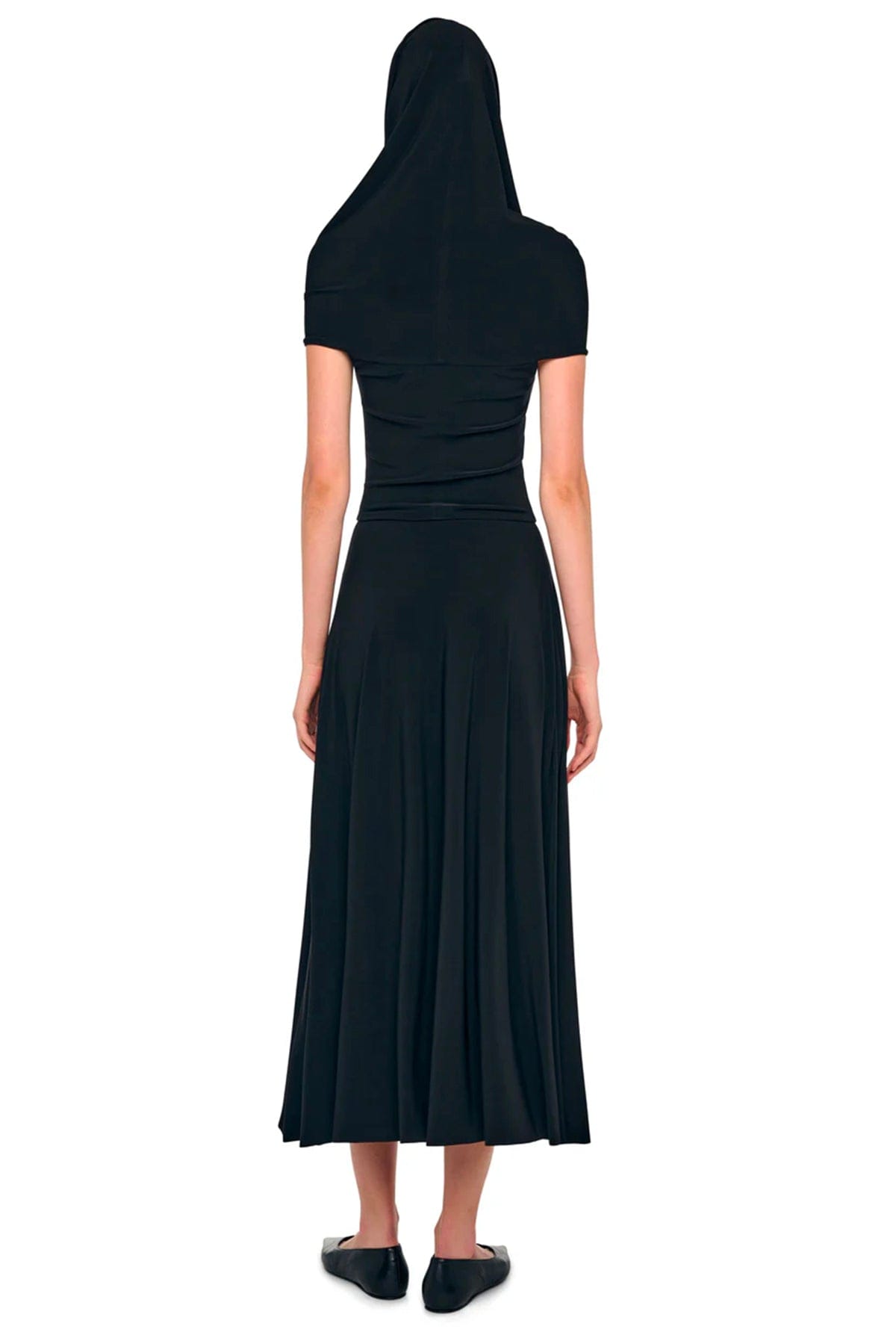 NORMA KAMALI ABITO  Vestito nero donna con cappuccio Norma Kamali KK1263PLT51001