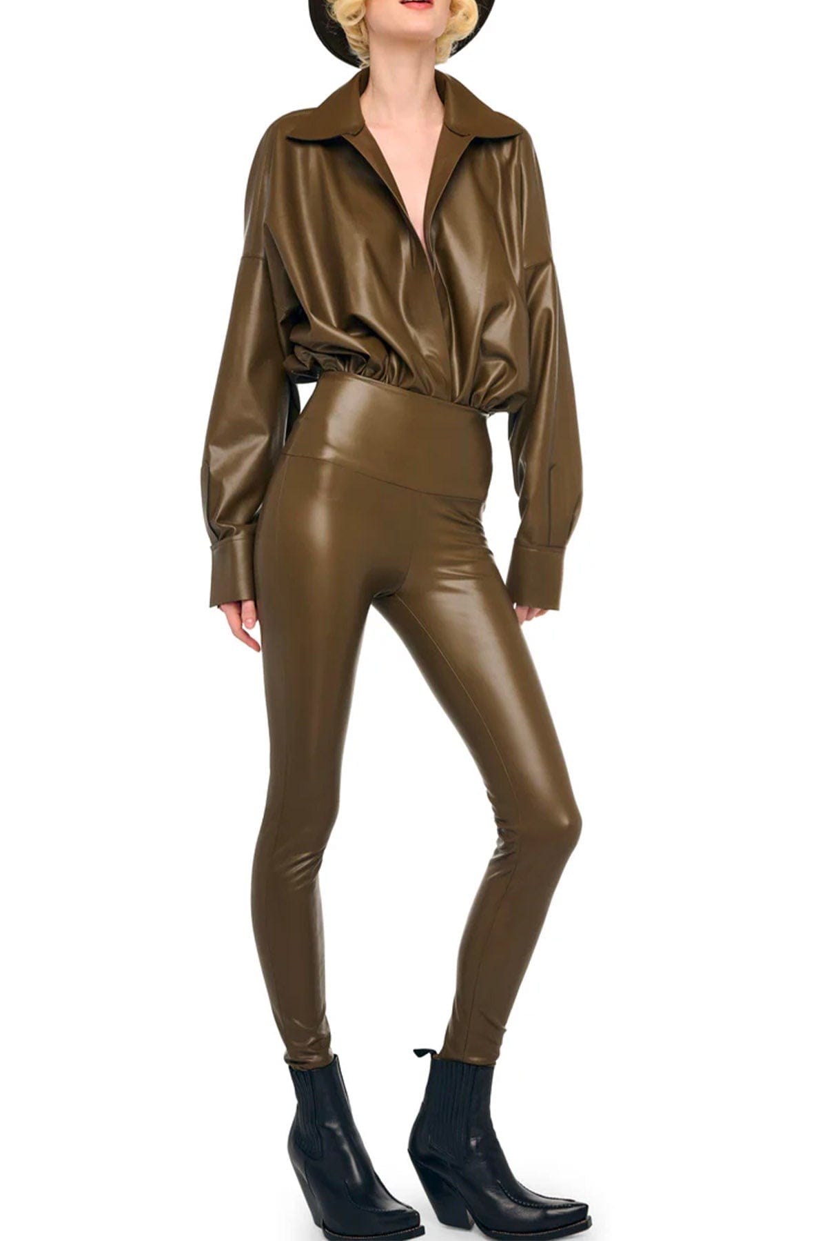 NORMA KAMALI CAMICIA  Super oversized boyfriend Norma Kamali shirt Body-suit Marrone