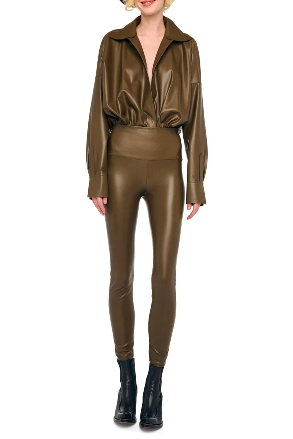 NORMA KAMALI CAMICIA  Super oversized boyfriend Norma Kamali shirt Body-suit Marrone