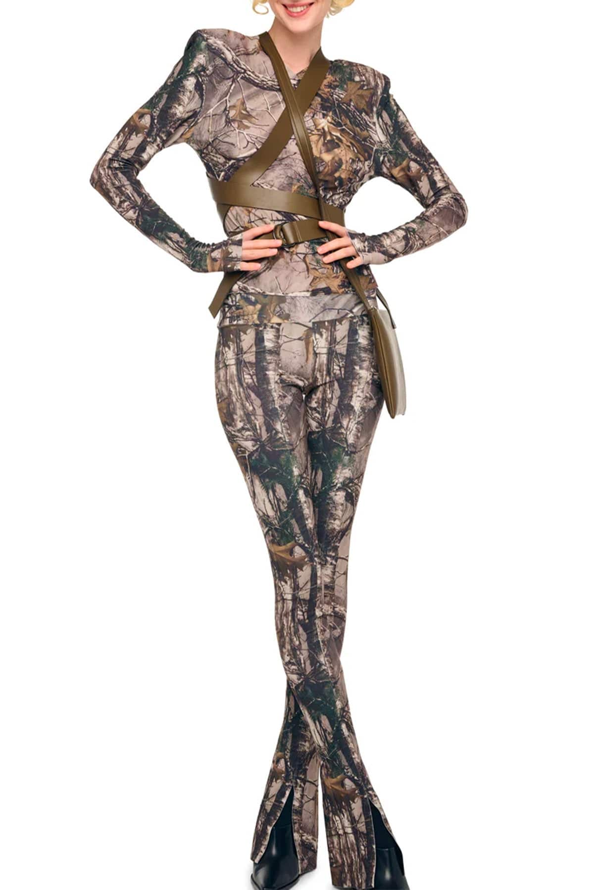 NORMA KAMALI CASACCA  MARRONE FANTASIA / XXS Long sleeve shoulder pad v neck top stampato Norma Kamali