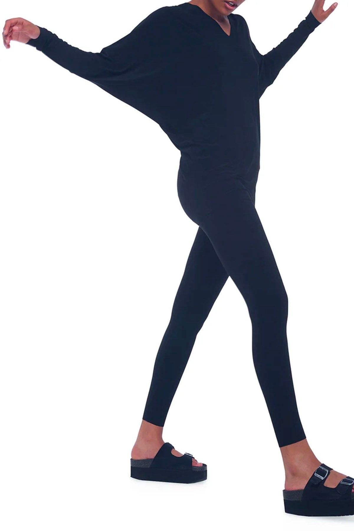 NORMA KAMALI CASACCA  NERO / XS V neck dolman top Norma Kamali