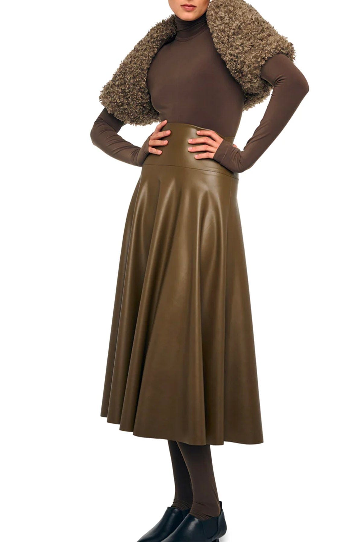 NORMA KAMALI GONNA  Flared skirt to midcalf Norma Kamali marrone