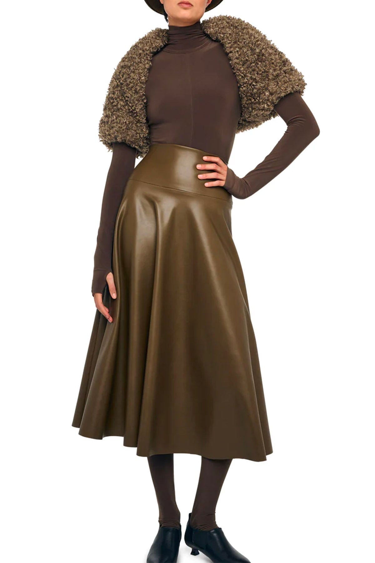 NORMA KAMALI GONNA  Flared skirt to midcalf Norma Kamali marrone