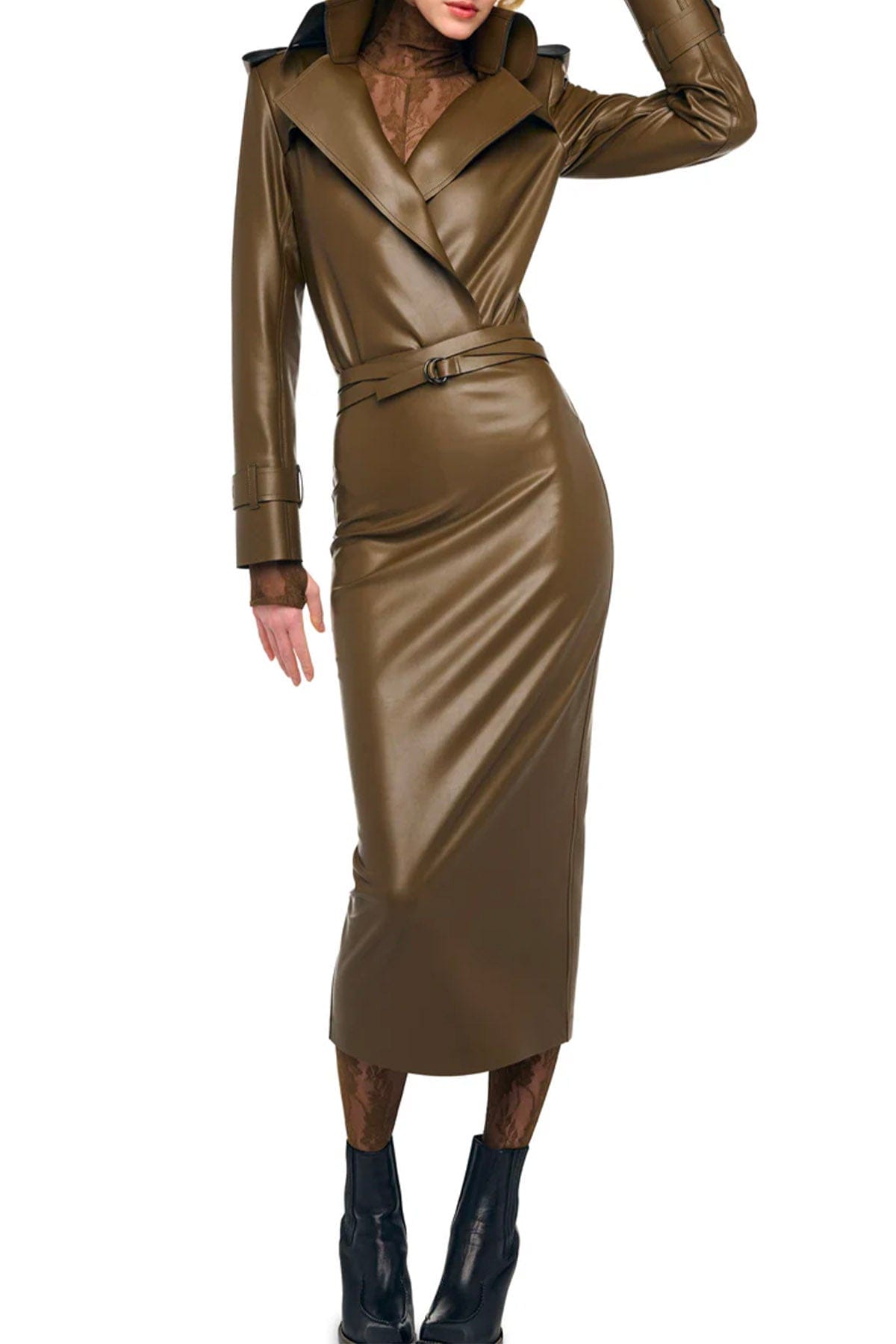 NORMA KAMALI GONNA  Straight skirt to midcalf marrone donna Norma Kamali