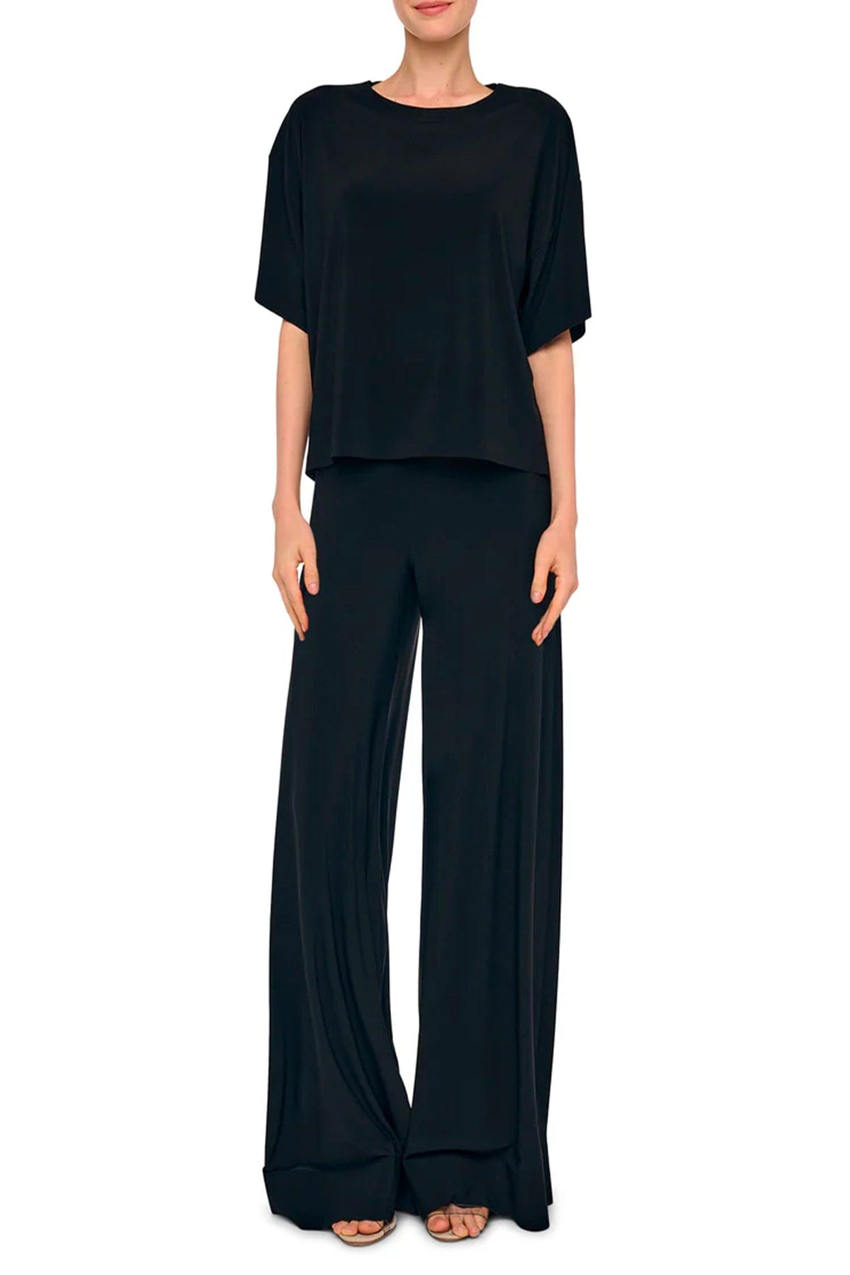 NORMA KAMALI PANTALONE LUNGO  Pantaloni neri donna fluidi Norma Kamali KK4257PLT21001