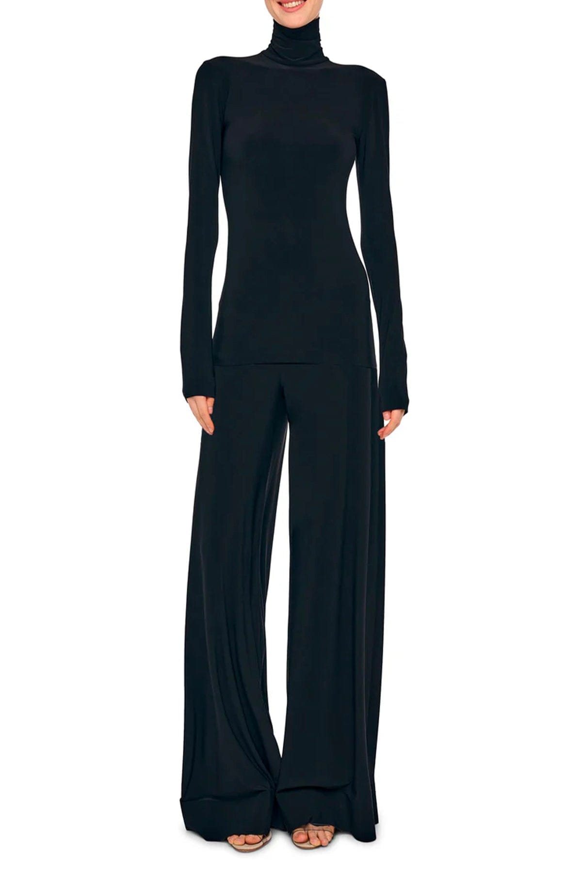 NORMA KAMALI PANTALONE LUNGO  Pantaloni neri donna fluidi Norma Kamali KK4257PLT21001