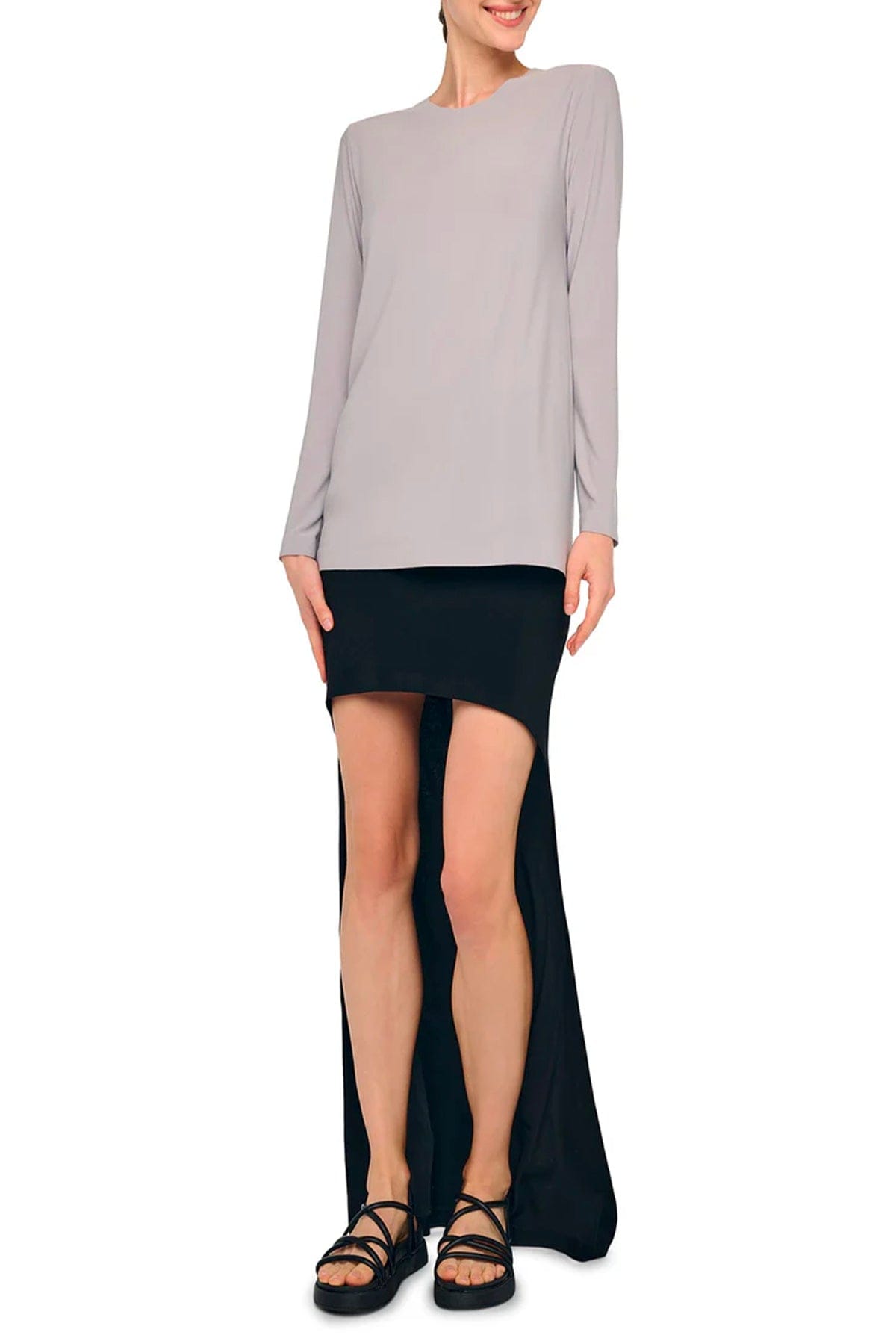 NORMA KAMALI T'SHIRT  Maglia a maniche lunghe grigia donna Norma Kamali KK4256PLT02024