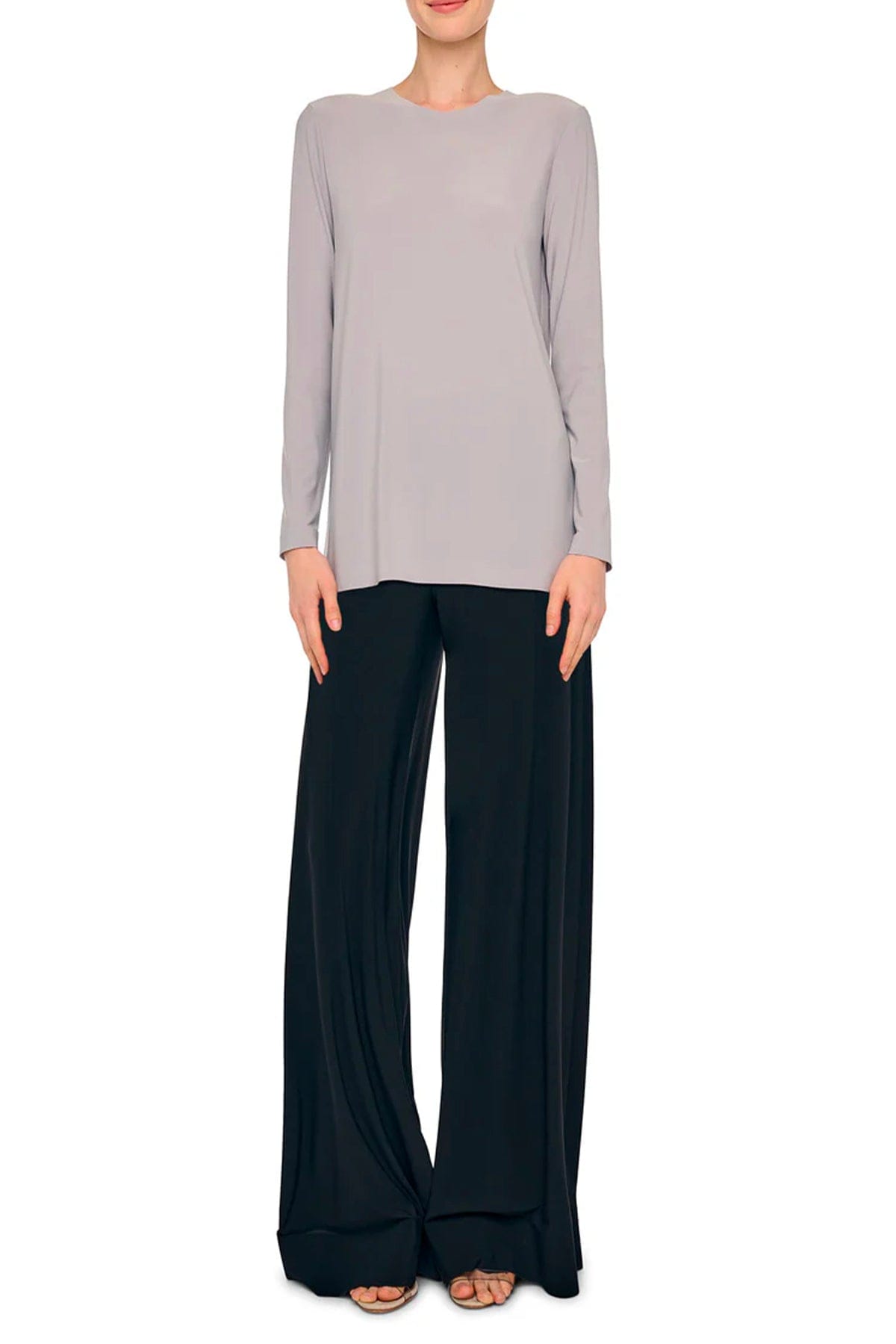 NORMA KAMALI T'SHIRT  Maglia a maniche lunghe grigia donna Norma Kamali KK4256PLT02024