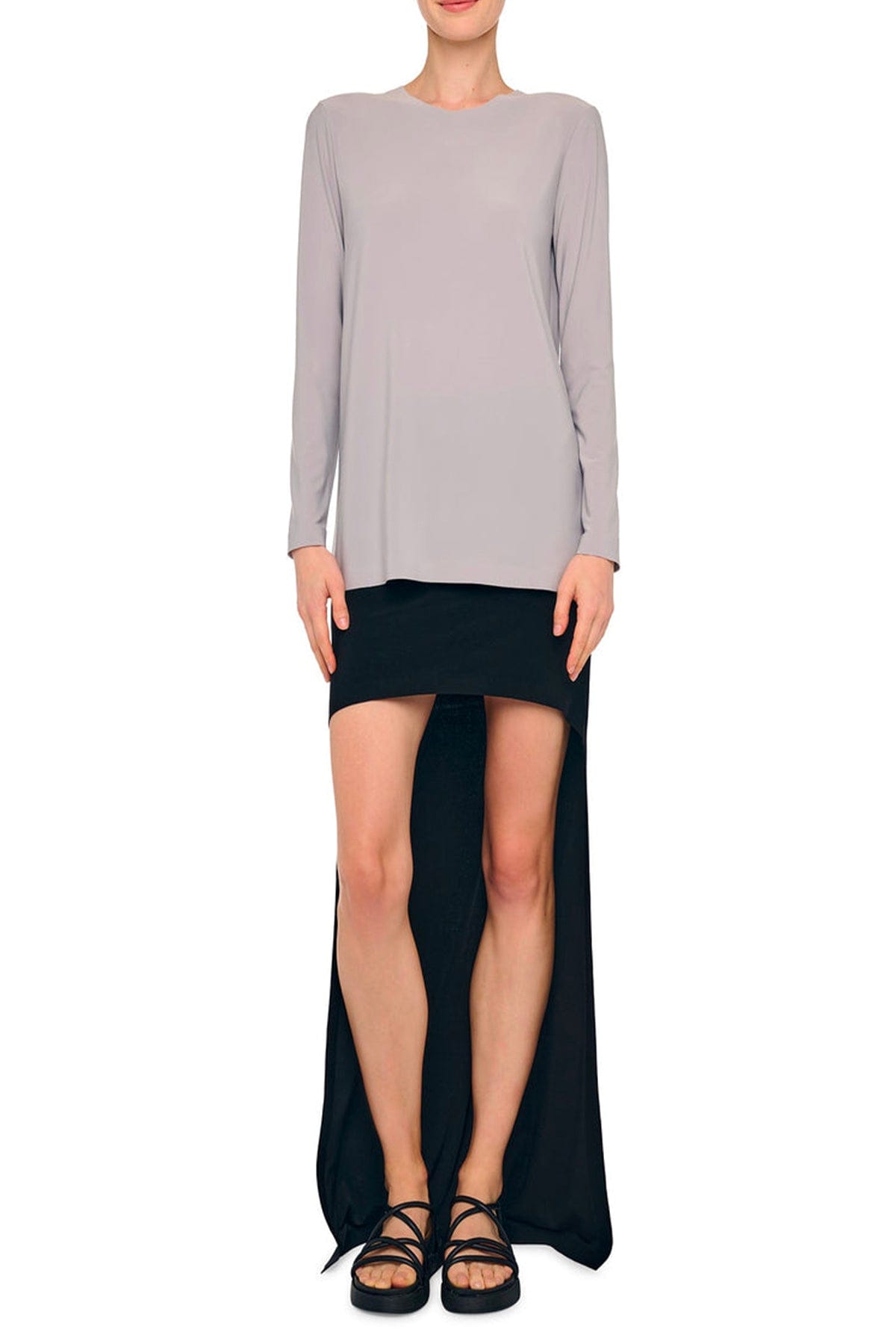 NORMA KAMALI T'SHIRT  Maglia a maniche lunghe grigia donna Norma Kamali KK4256PLT02024