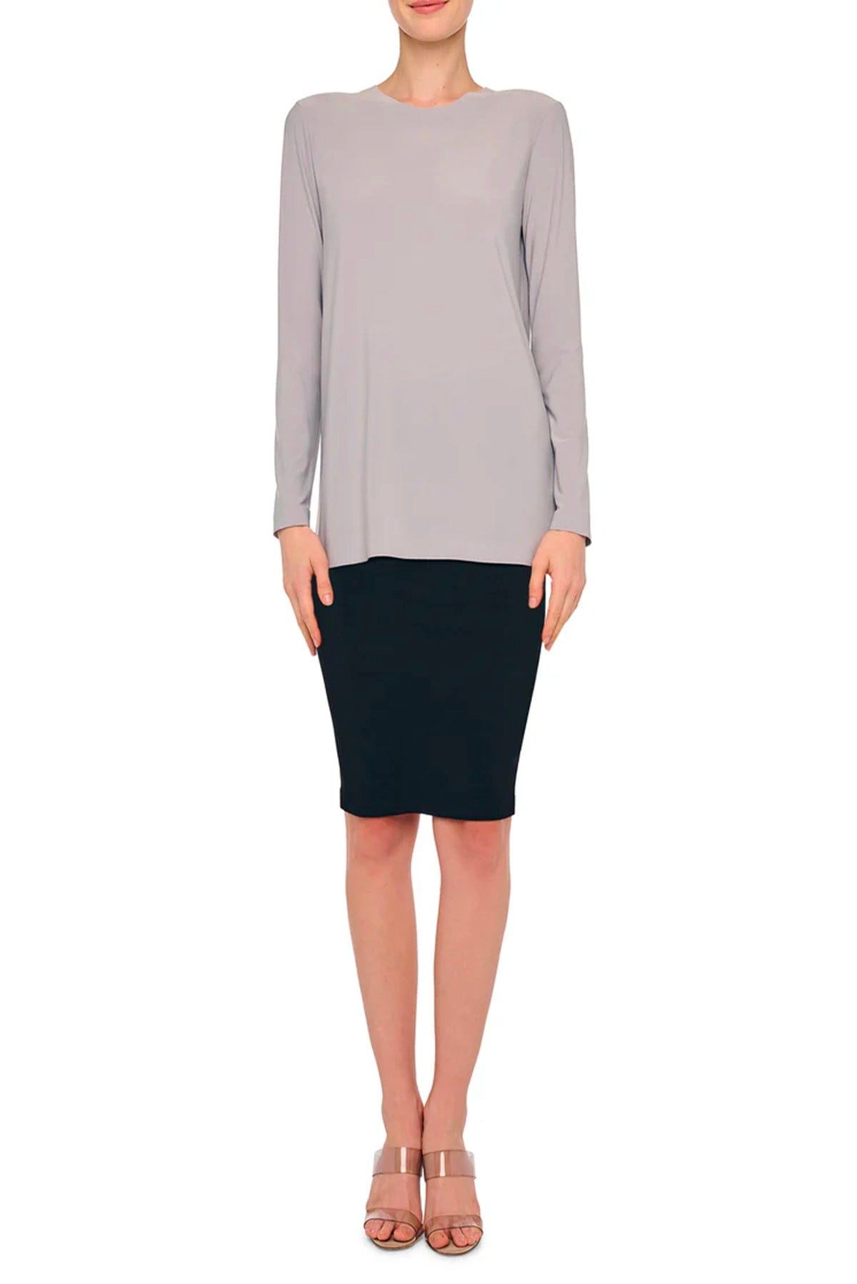 NORMA KAMALI T'SHIRT  Maglia a maniche lunghe grigia donna Norma Kamali KK4256PLT02024