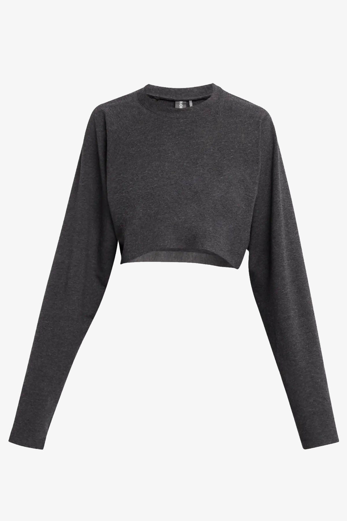 NORMA KAMALI TOP-CANOTTIERA IN TES.  Oversized Raglan Sleeve Cropped Top