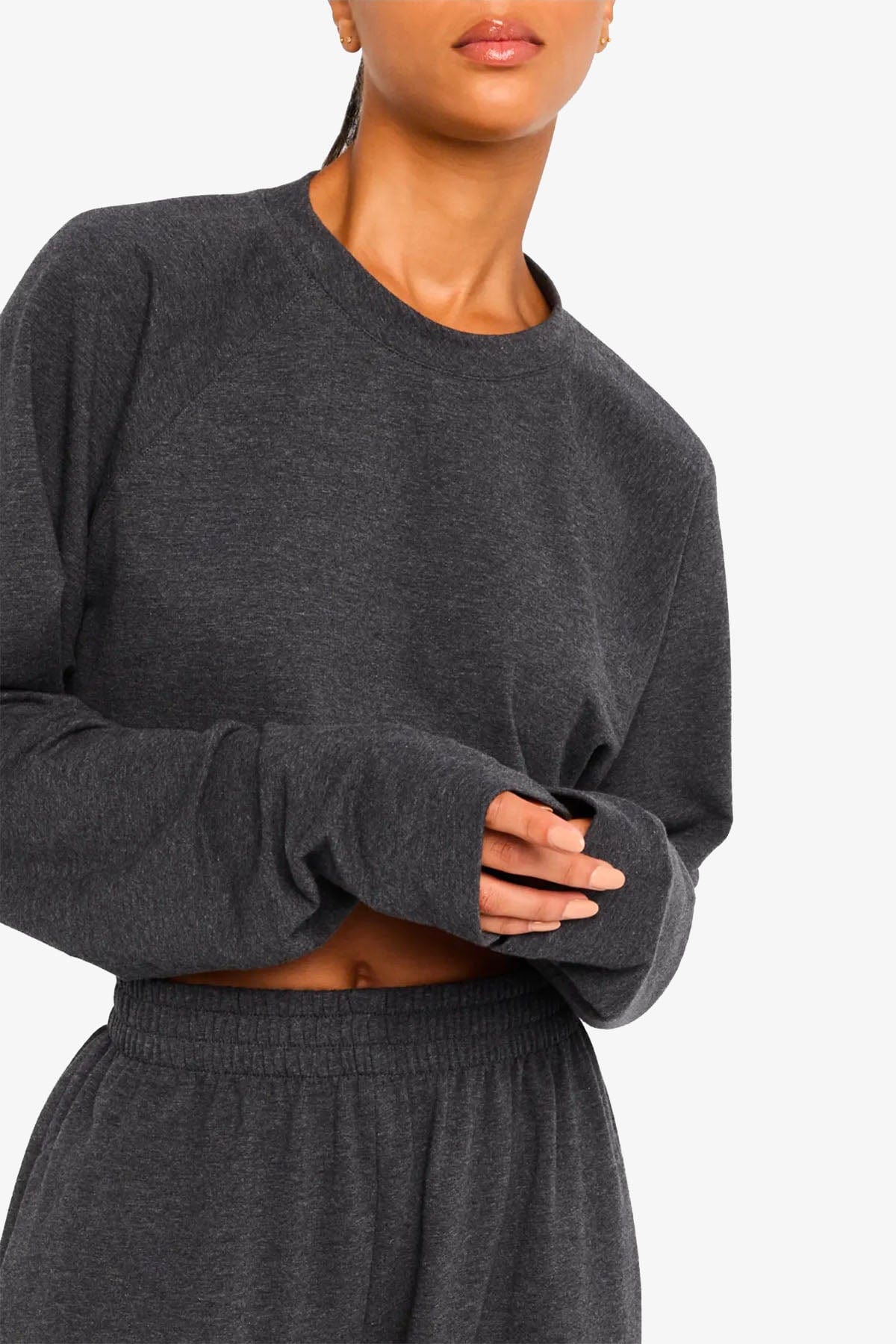 NORMA KAMALI TOP-CANOTTIERA IN TES.  Oversized Raglan Sleeve Cropped Top