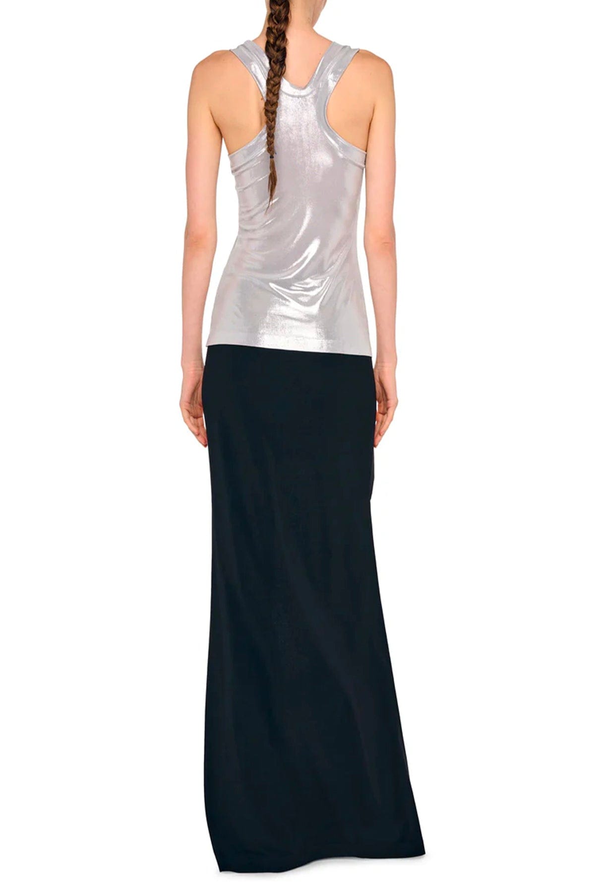 NORMA KAMALI TOP-CANOTTIERA IN TES.  Top argento donna Norma Kamali ST1266LM219058