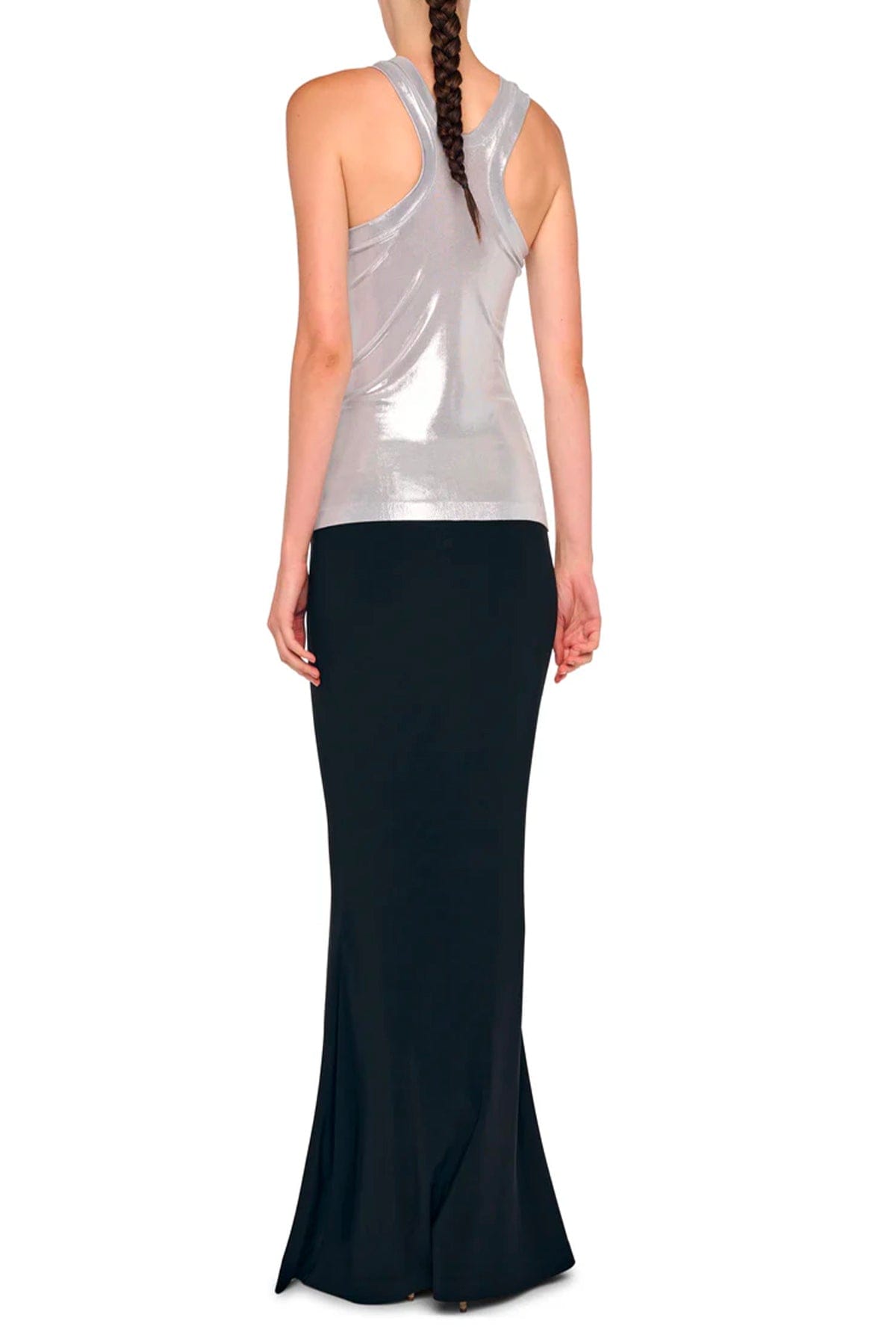 NORMA KAMALI TOP-CANOTTIERA IN TES.  Top argento donna Norma Kamali ST1266LM219058