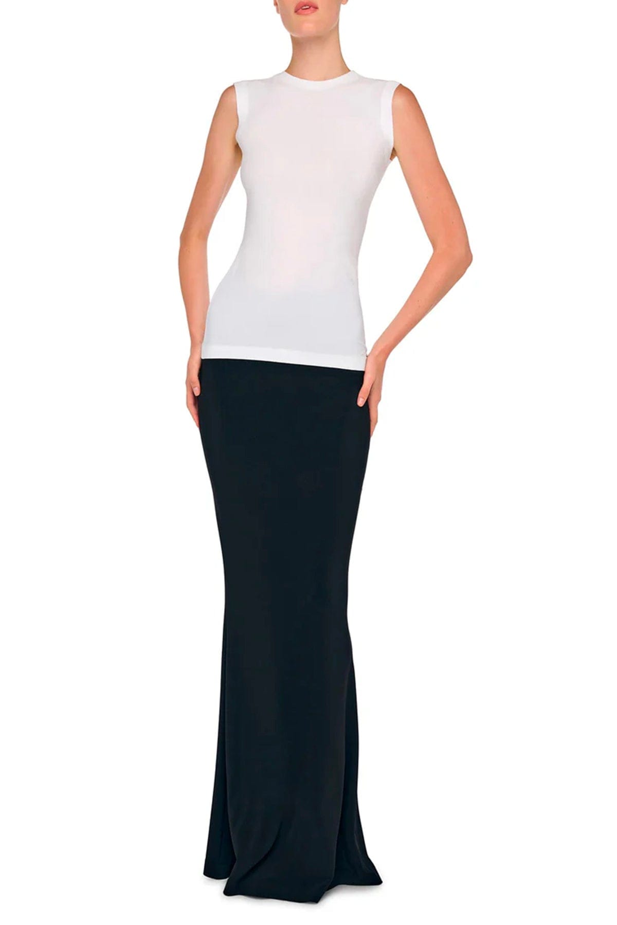 NORMA KAMALI TOP-CANOTTIERA IN TES.  Top fluido bianco donna Norma Kamali KK4256PLE91944