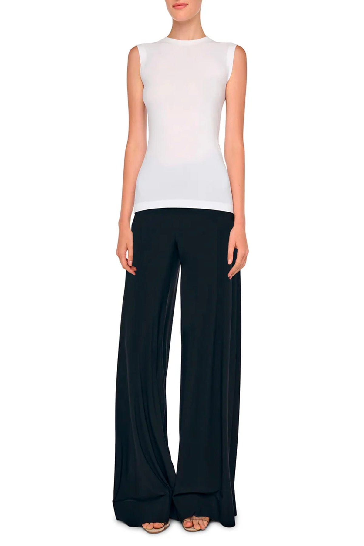 NORMA KAMALI TOP-CANOTTIERA IN TES.  Top fluido bianco donna Norma Kamali KK4256PLE91944