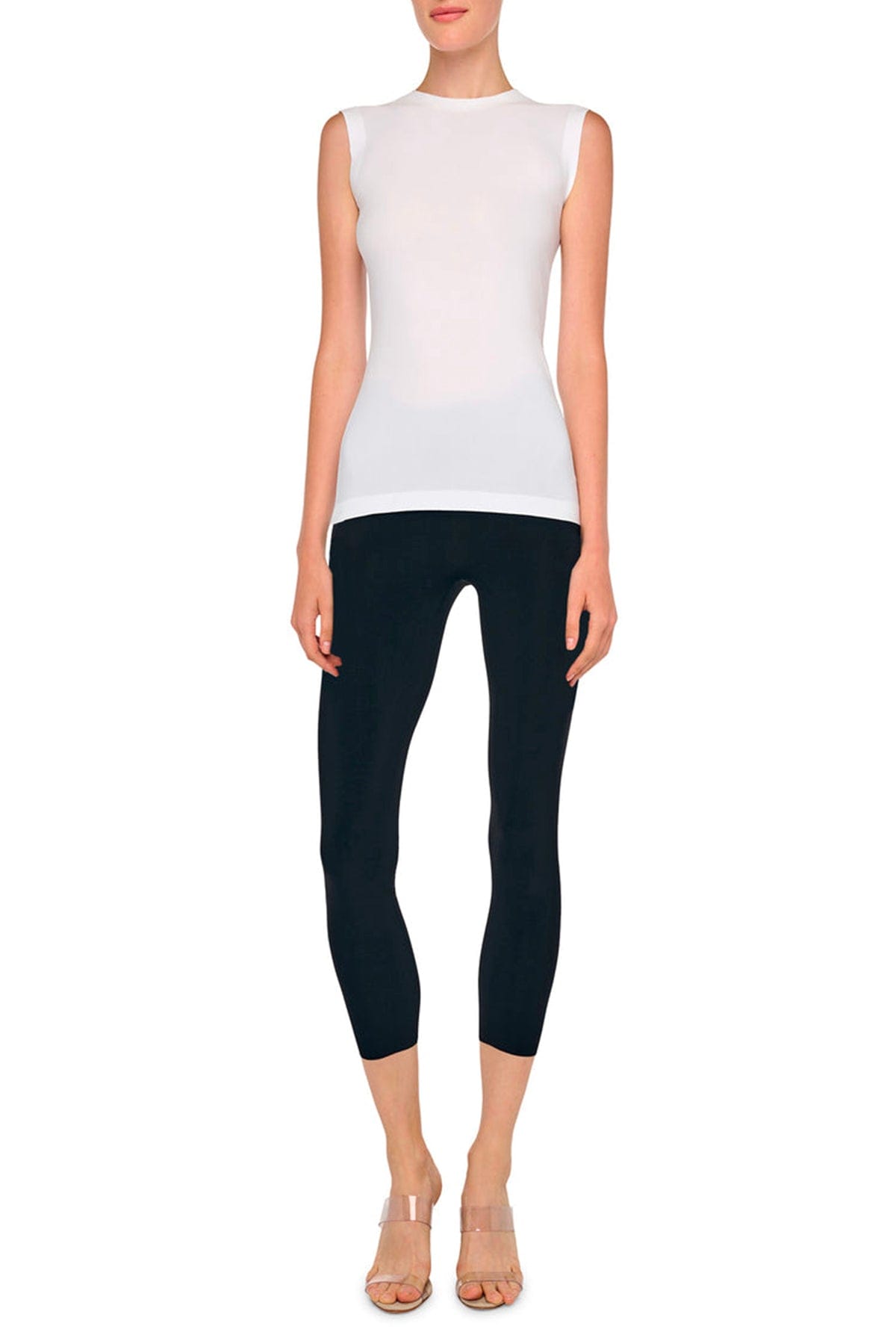 NORMA KAMALI TOP-CANOTTIERA IN TES.  Top fluido bianco donna Norma Kamali KK4256PLE91944