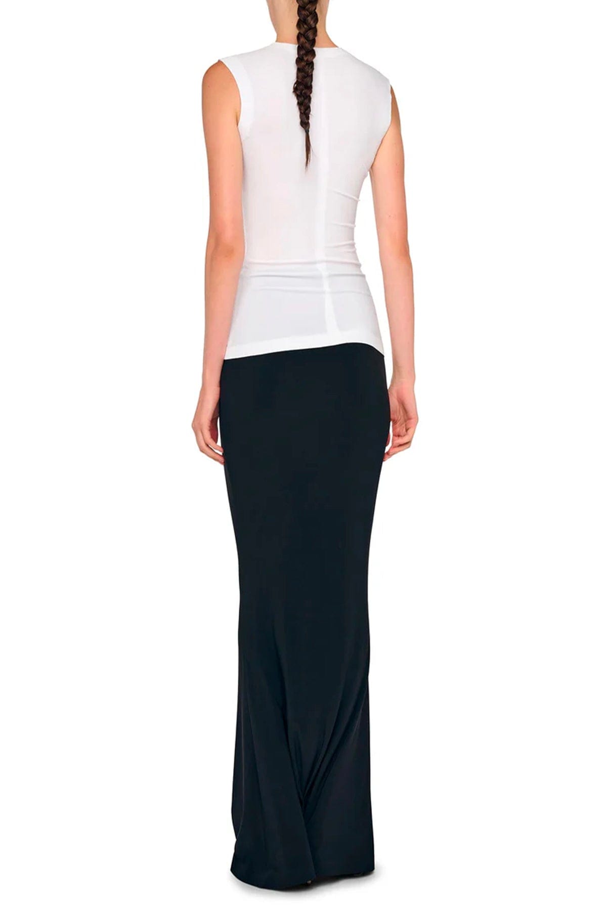 NORMA KAMALI TOP-CANOTTIERA IN TES.  Top fluido bianco donna Norma Kamali KK4256PLE91944