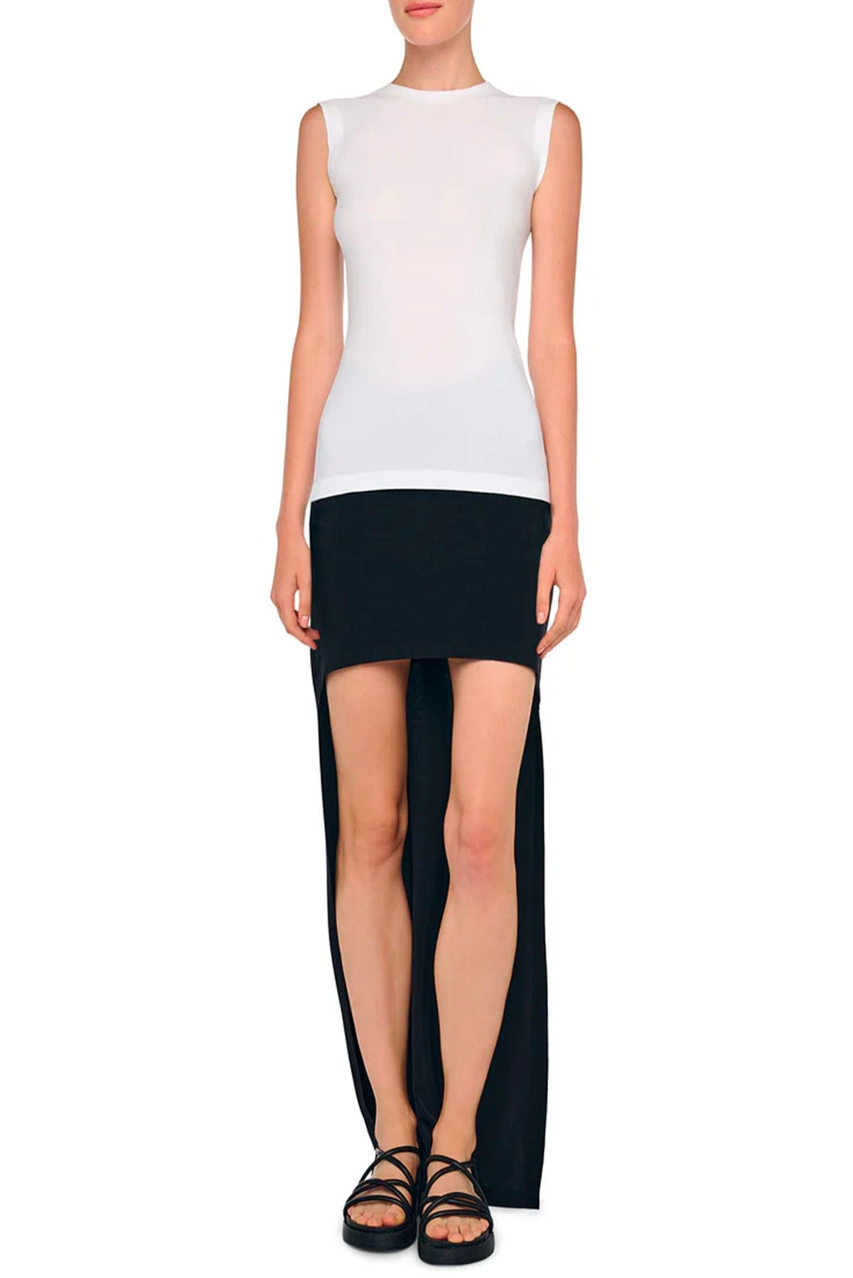 NORMA KAMALI TOP-CANOTTIERA IN TES.  Top fluido bianco donna Norma Kamali KK4256PLE91944