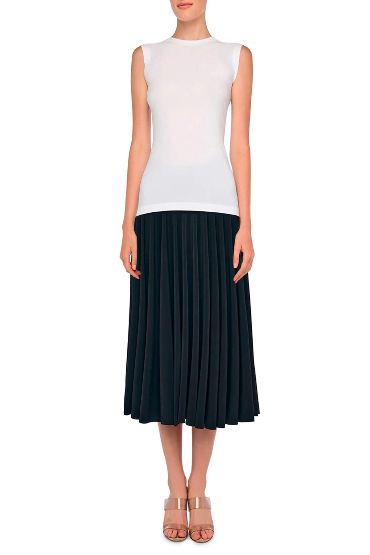 NORMA KAMALI TOP-CANOTTIERA IN TES.  Top fluido bianco donna Norma Kamali KK4256PLE91944