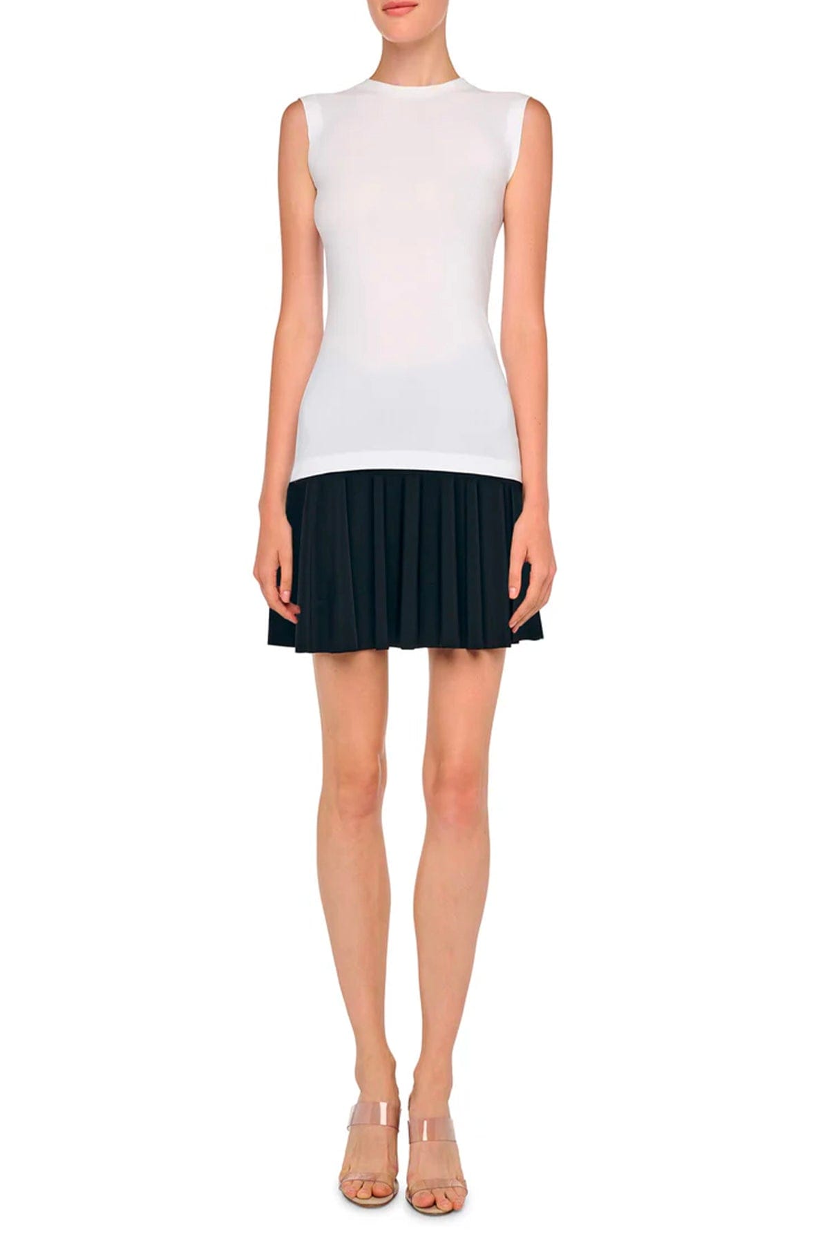 NORMA KAMALI TOP-CANOTTIERA IN TES.  Top fluido bianco donna Norma Kamali KK4256PLE91944