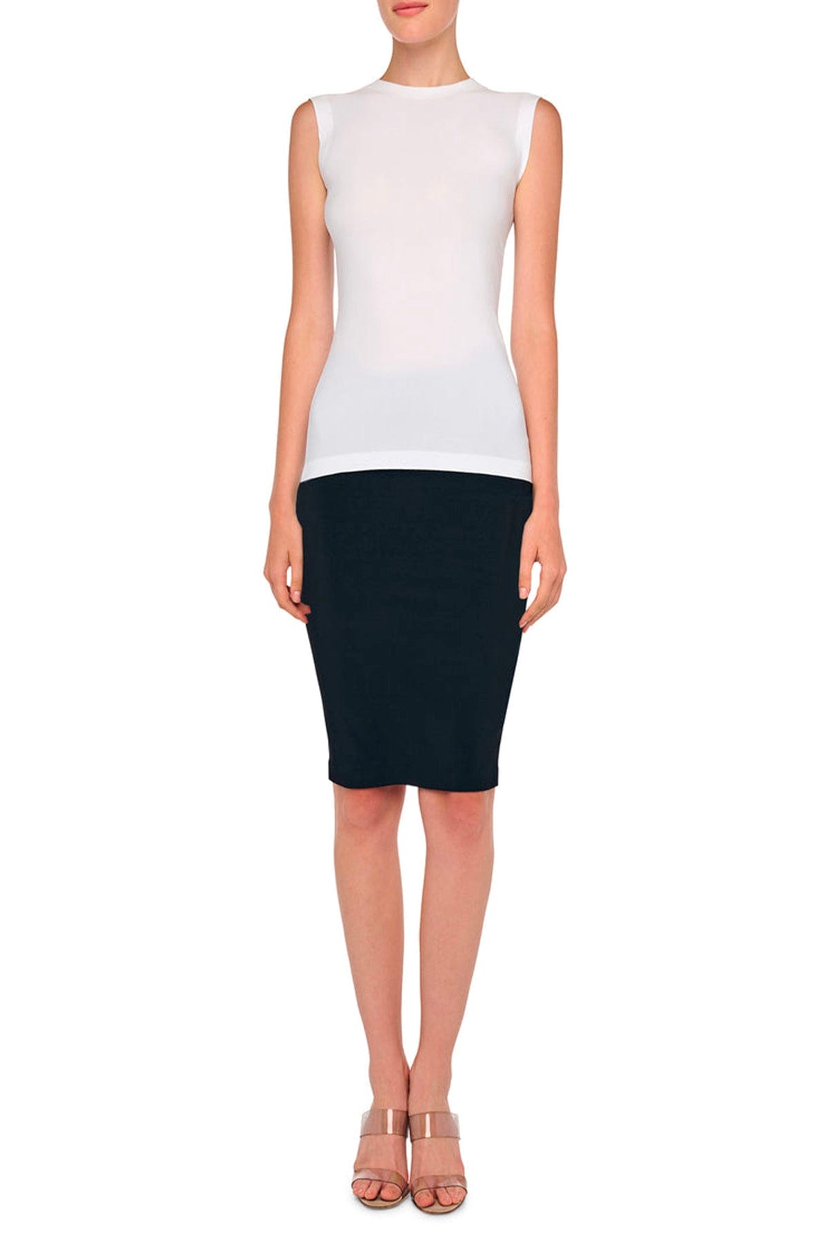 NORMA KAMALI TOP-CANOTTIERA IN TES.  Top fluido bianco donna Norma Kamali KK4256PLE91944