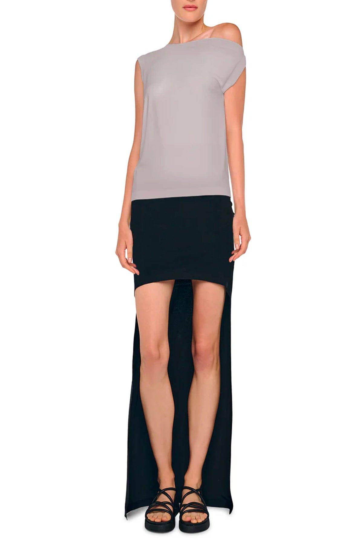 NORMA KAMALI TOP-CANOTTIERA IN TES.  GRIGIO / XXS Top grigio donna spalla scesa Norma Kamali KK4256PL143024