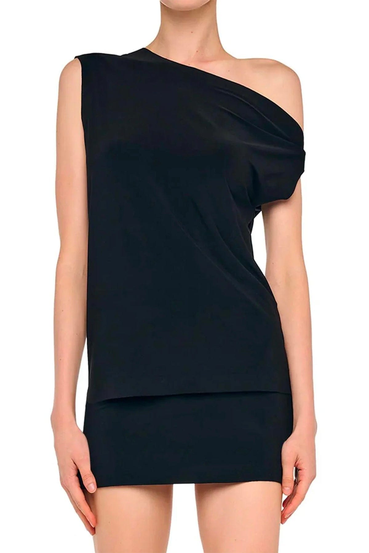 NORMA KAMALI TOP-CANOTTIERA IN TES.  NERO / XXS Top nero donna Norma Kamali KK1206PL143001