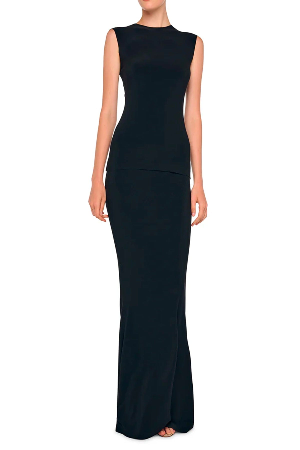 NORMA KAMALI TOP-CANOTTIERA IN TES.  Top nero donna Norma Kamali KK4256PLE91001