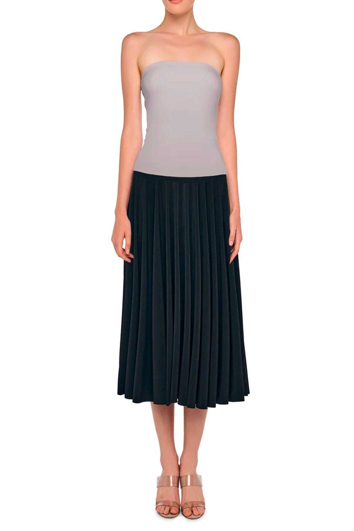 NORMA KAMALI TOP-CANOTTIERA IN TES.  Top spalle scoperte grigio Norma Kamali KK4256PL546024
